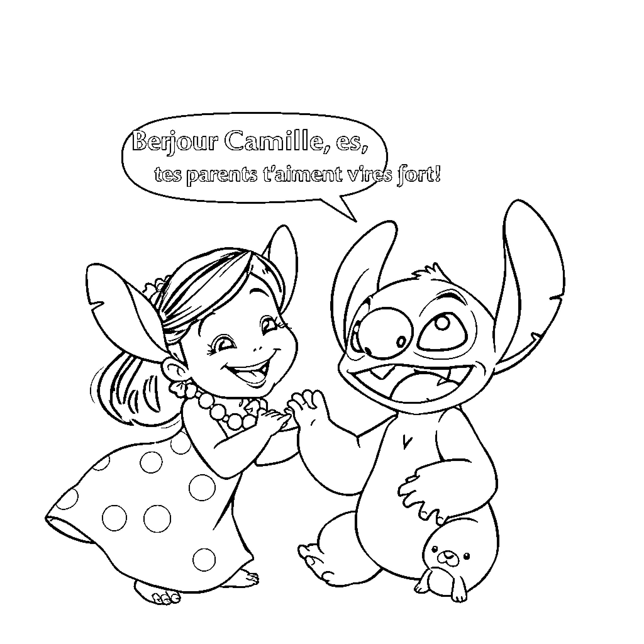Lilo And Stitch: Playful Adventure Coloring Page (free black-and-white line drawing printable PDF for all, from beginners to advanced learners, including children, teens, adults, and seniors)