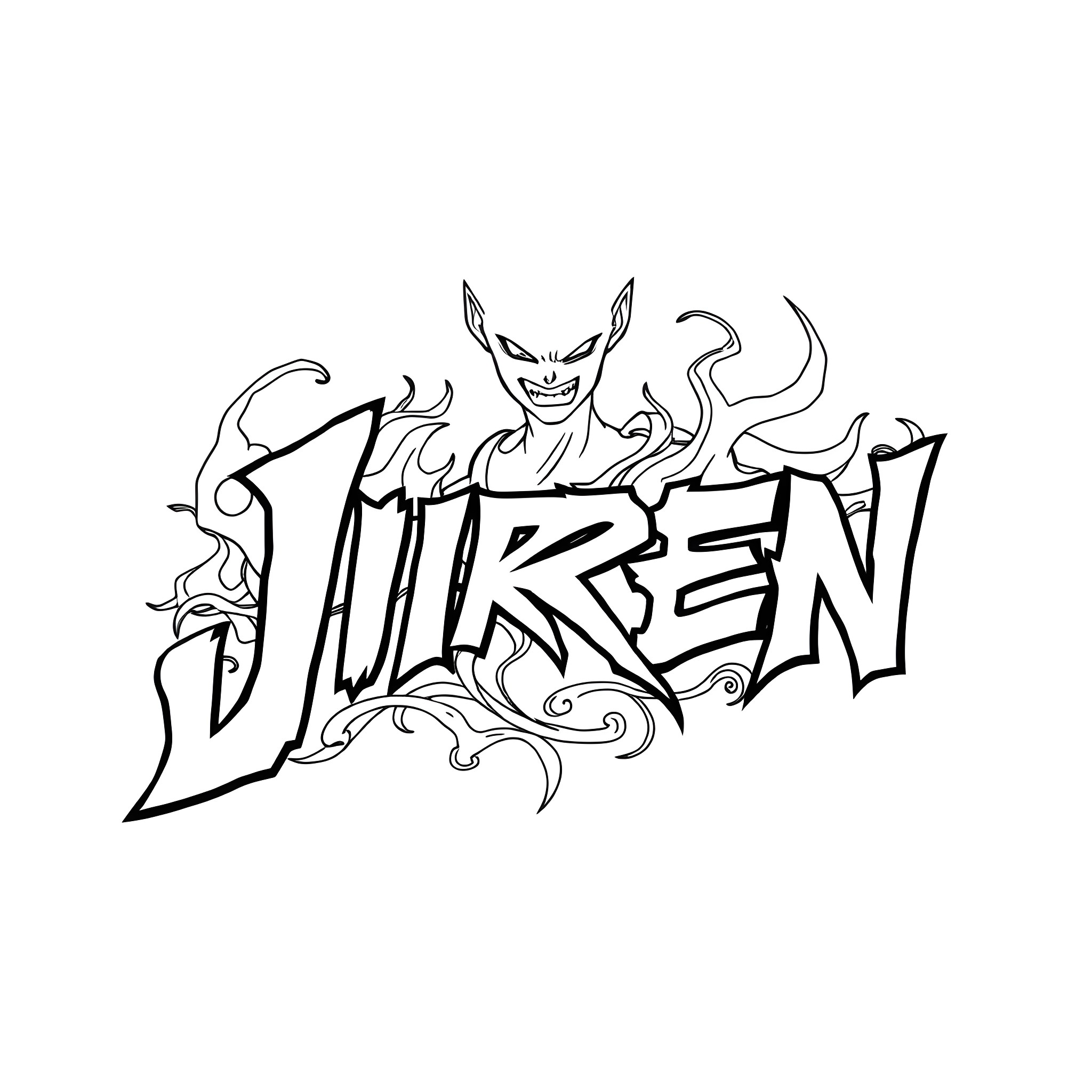 Jiren's Fiery Demon Illustration Coloring Page (free black-and-white line drawing printable PDF for all, from beginners to advanced learners, including children, teens, adults, and seniors)