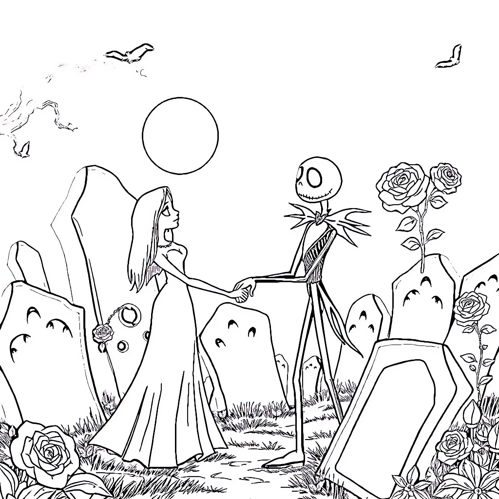 Sally's Whimsical Adventure in the Enchanted Garden Coloring Page (free black-and-white line drawing printable PDF for all, from beginners to advanced learners, including children, teens, adults, and seniors)