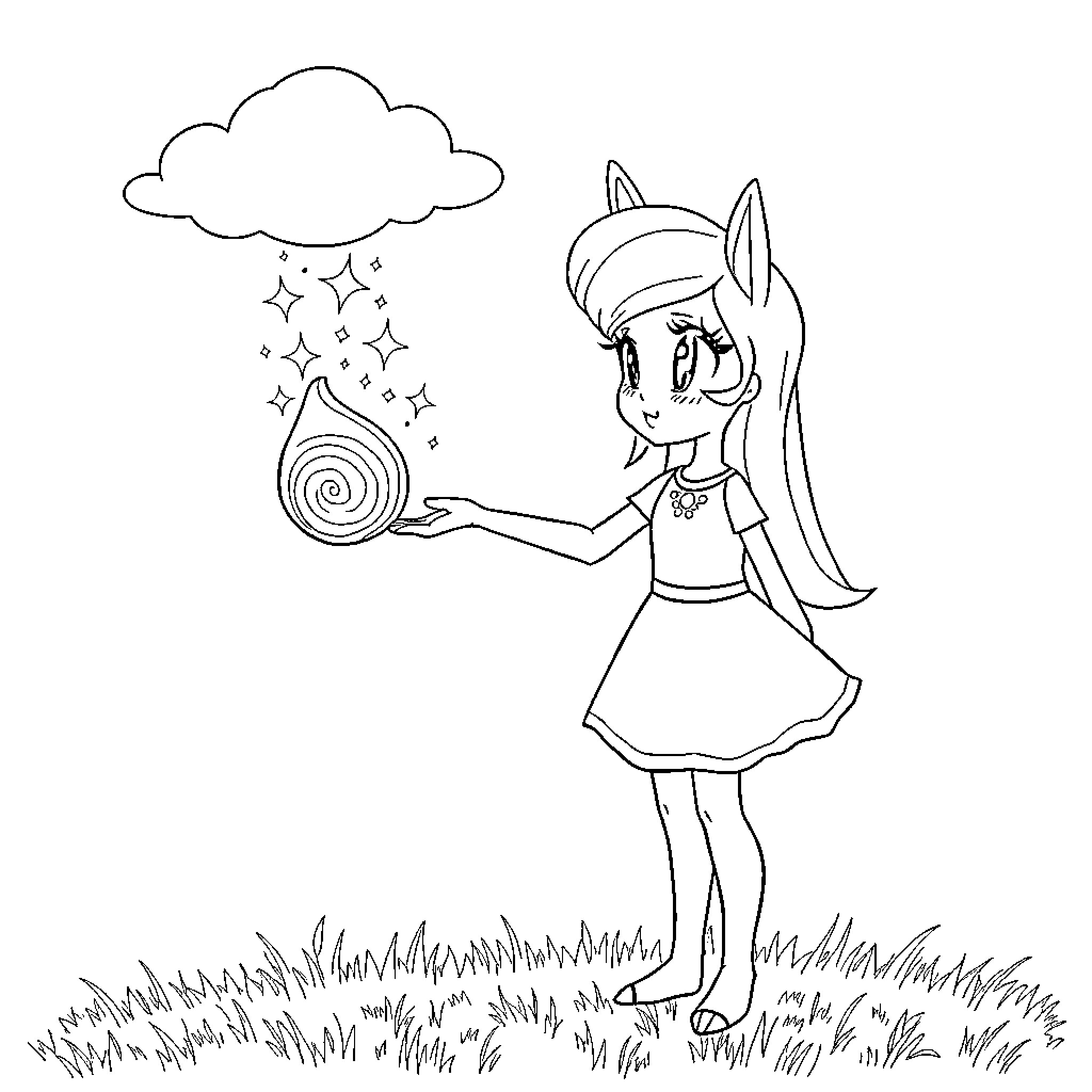 Seed Creativity Blossoms in Whimsical Meadow Coloring Page (free black-and-white line drawing printable PDF for all, from beginners to advanced learners, including children, teens, adults, and seniors)