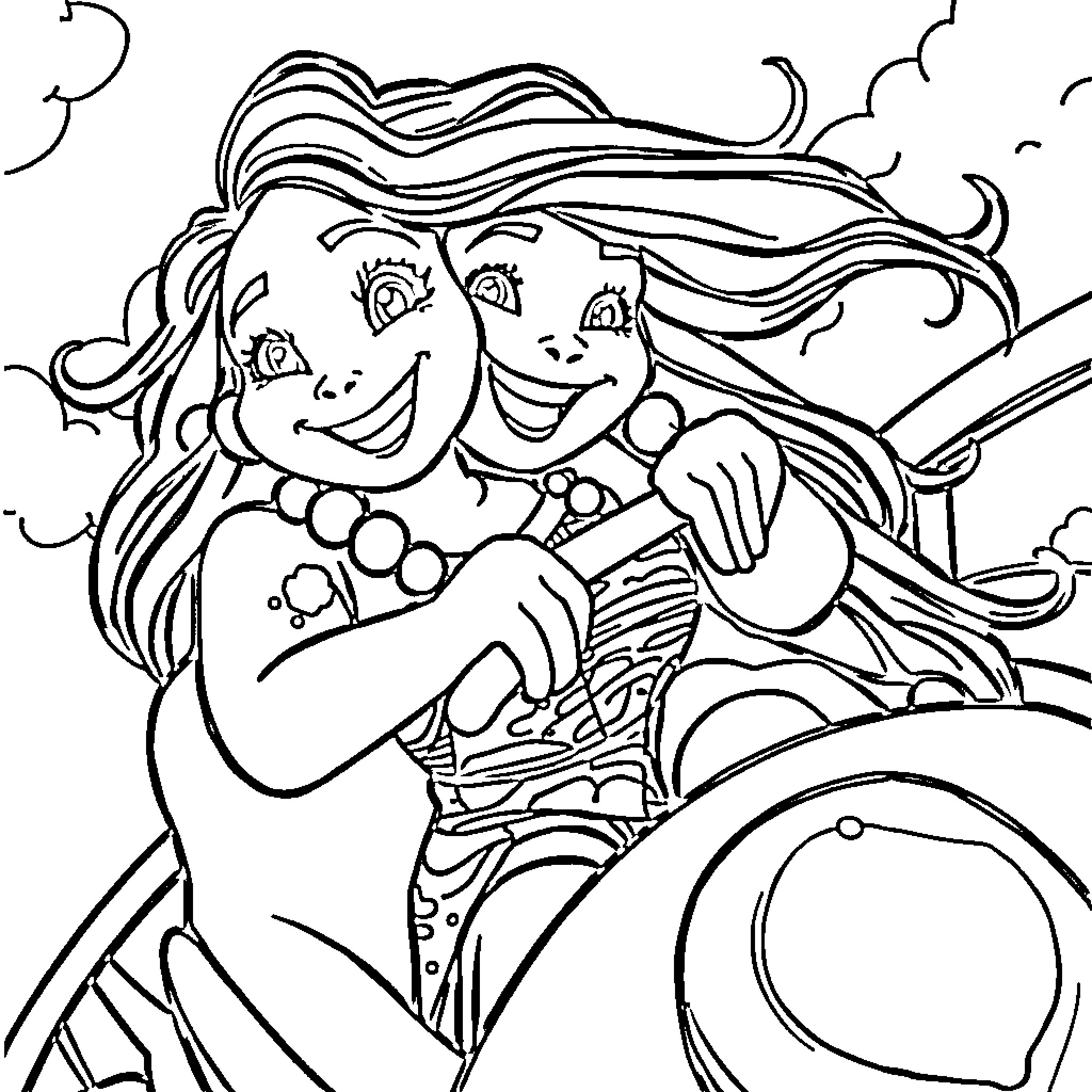 Moana enjoying a joyful adventure on the high seas Coloring Page (free black-and-white line drawing printable PDF for all, from beginners to advanced learners, including children, teens, adults, and seniors)