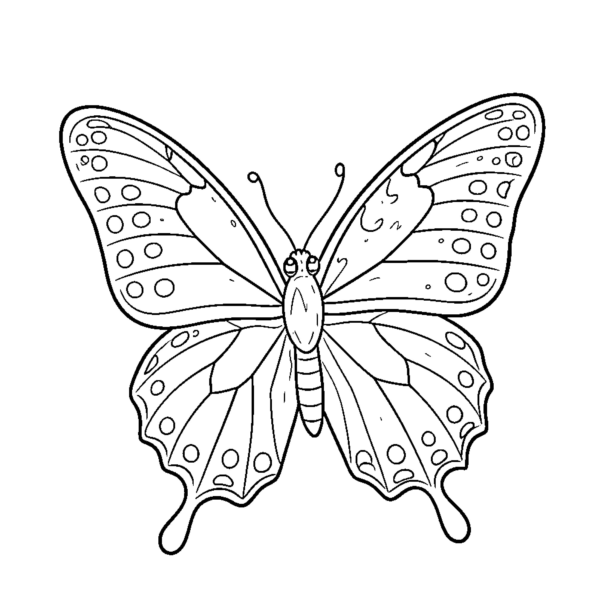 Papillon's elegant patterned wings in flight Coloring Page (free black-and-white line drawing printable PDF for all, from beginners to advanced learners, including children, teens, adults, and seniors)