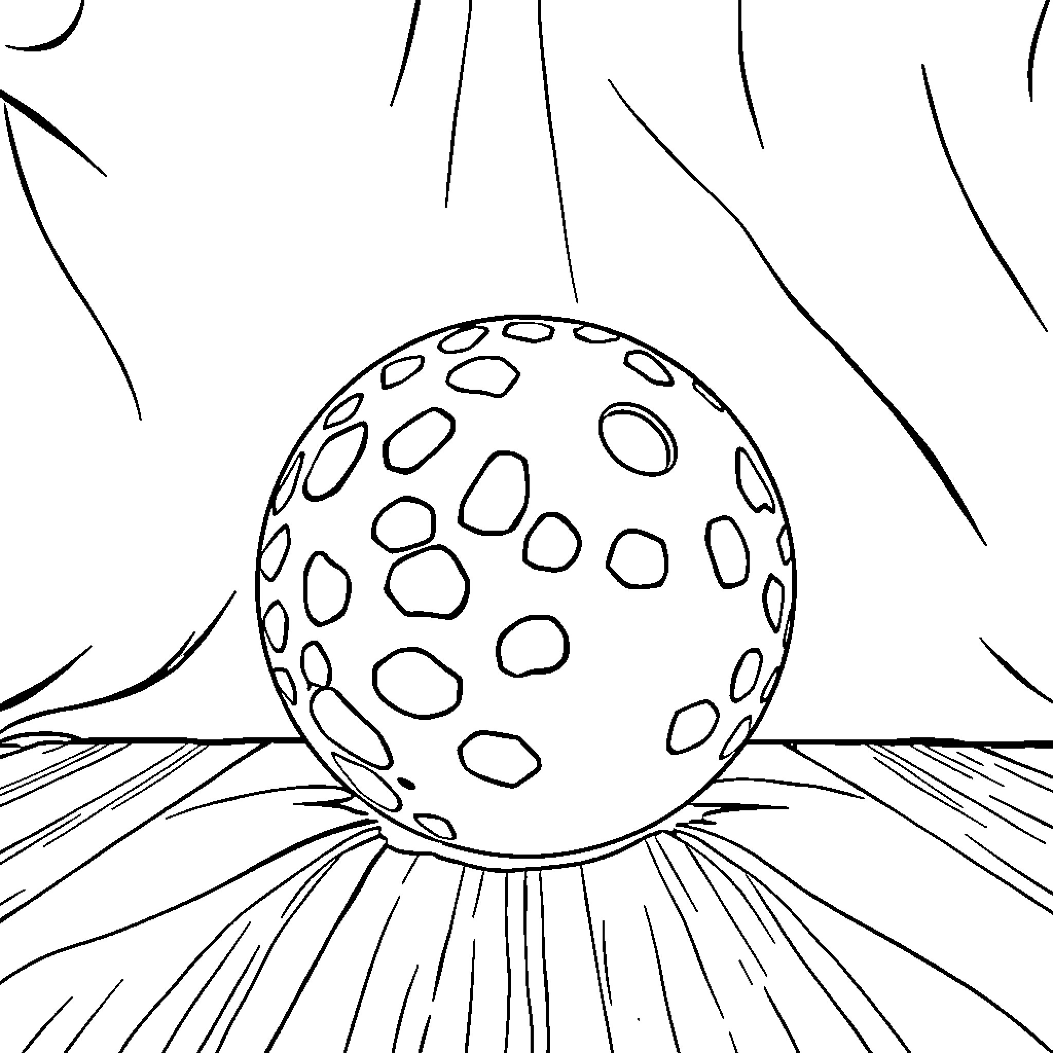 Bowling Ball in the Dark Coloring Page (free black-and-white line drawing printable PDF for all, from beginners to advanced learners, including children, teens, adults, and seniors)