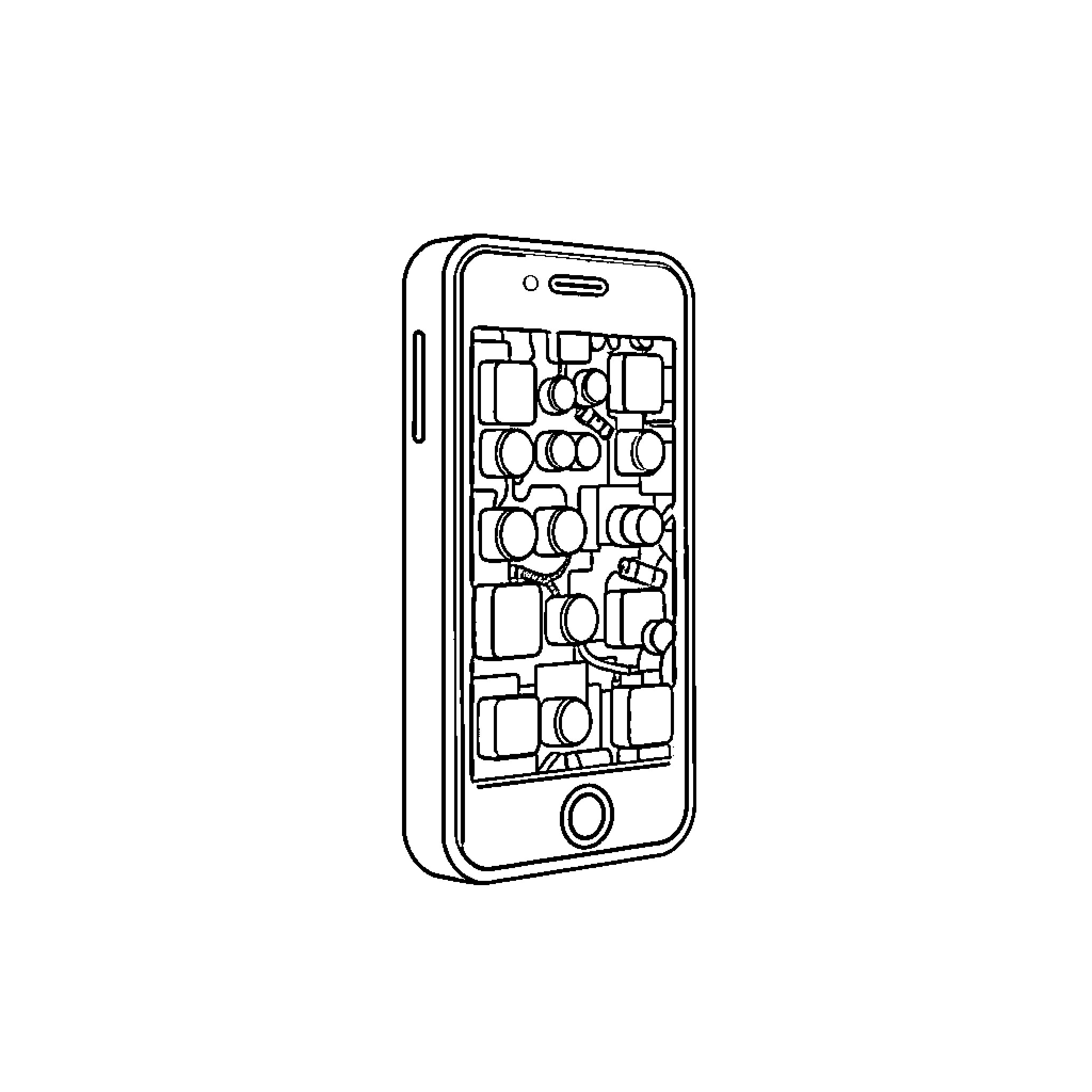 Phone with abstract shapes on screen Coloring Page (free black-and-white line drawing printable PDF for all, from beginners to advanced learners, including children, teens, adults, and seniors)