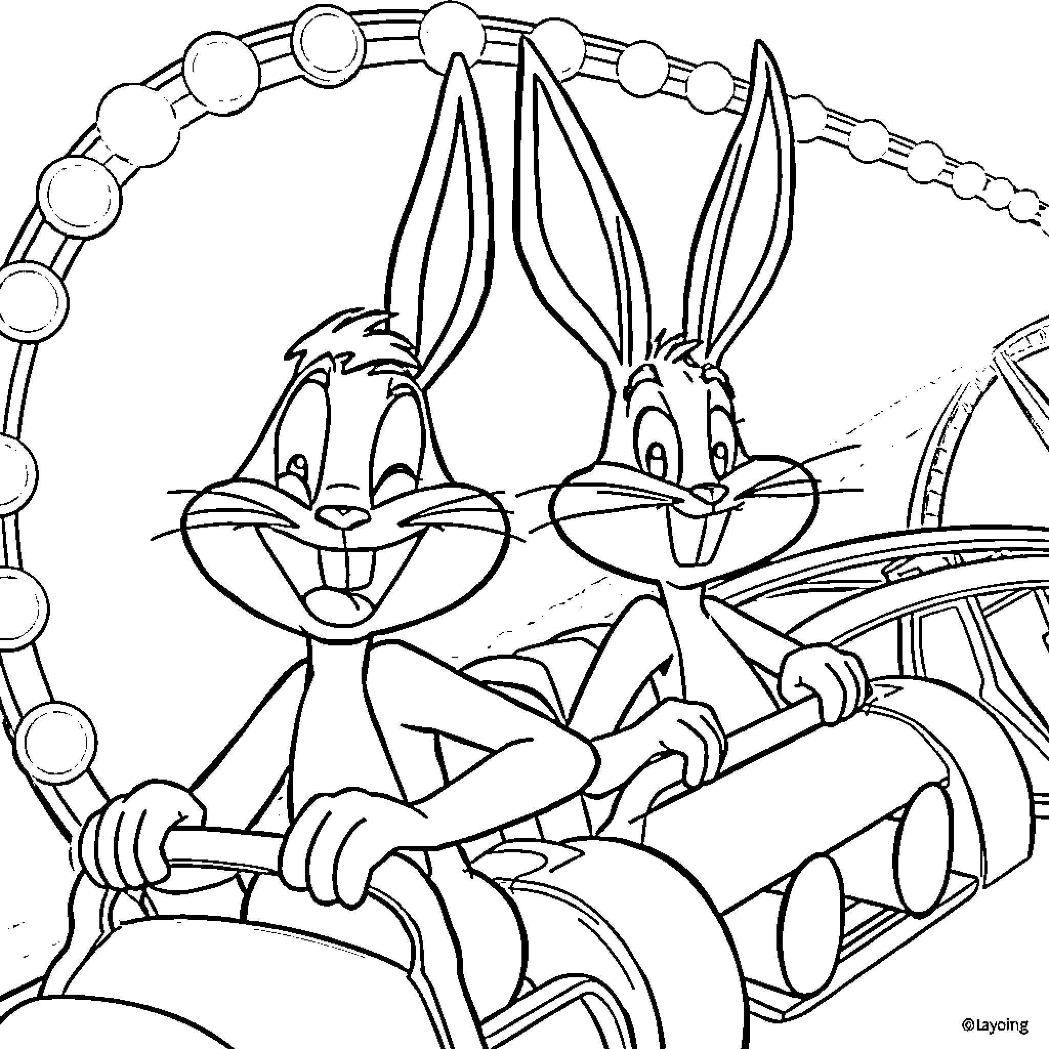 Bluey characters in a fun race Coloring Page (free black-and-white line drawing printable PDF for all, from beginners to advanced learners, including children, teens, adults, and seniors)