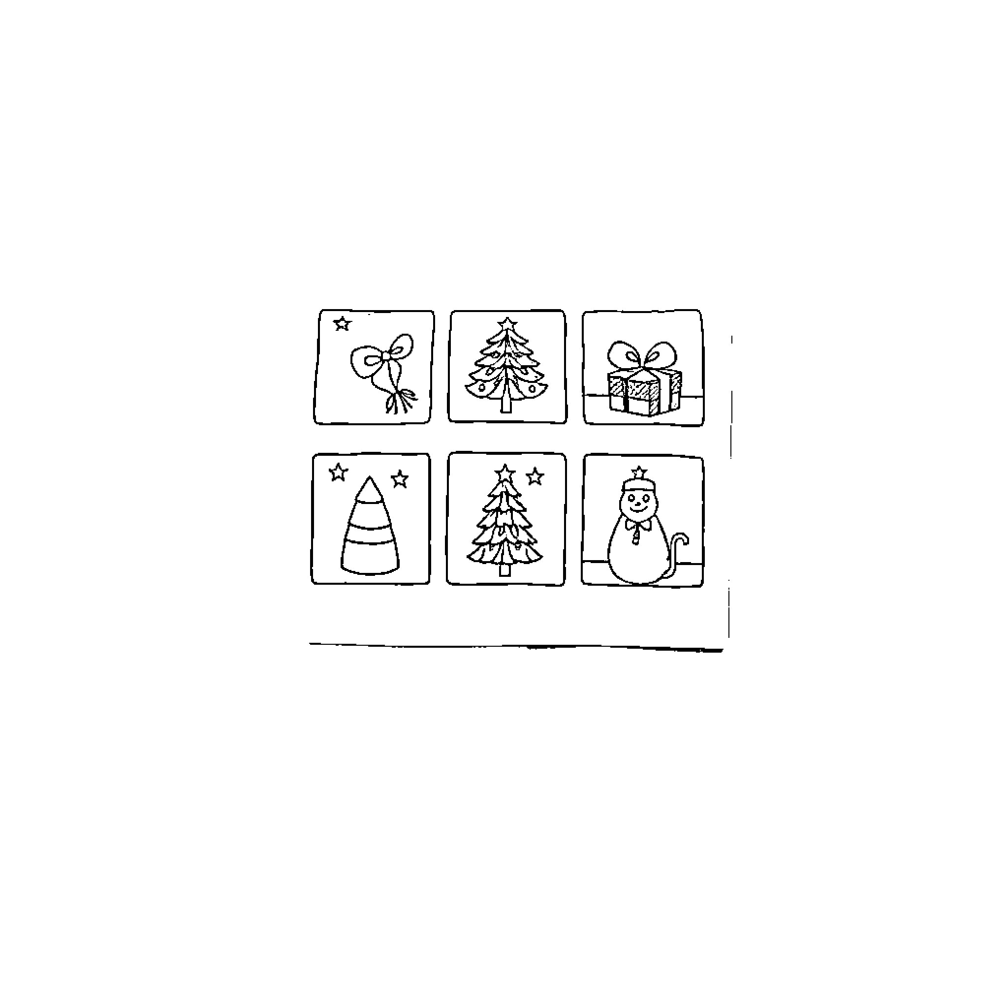 Christmas symbols and icons in line art Coloring Page (free black-and-white line drawing printable PDF for all, from beginners to advanced learners, including children, teens, adults, and seniors)