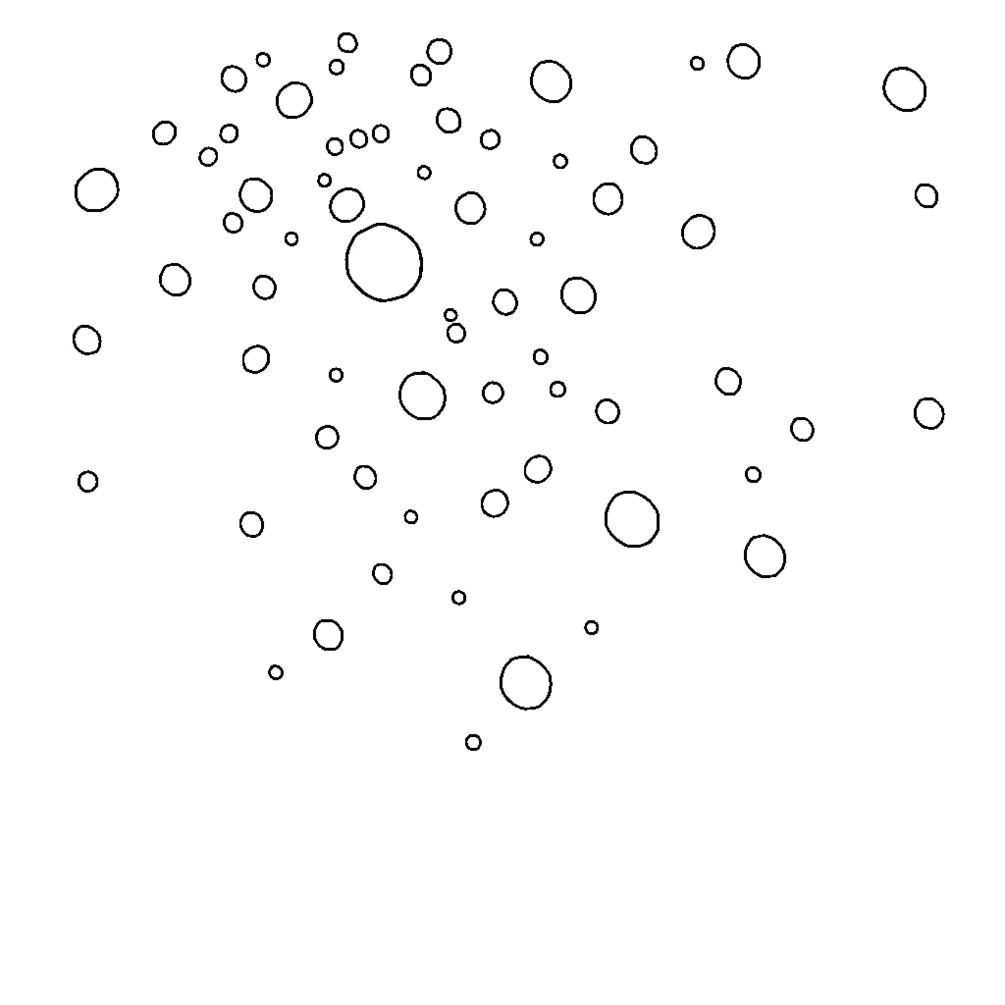 Snowflake Dance of Disconnected Circles Coloring Page (free black-and-white line drawing printable PDF for all, from beginners to advanced learners, including children, teens, adults, and seniors)