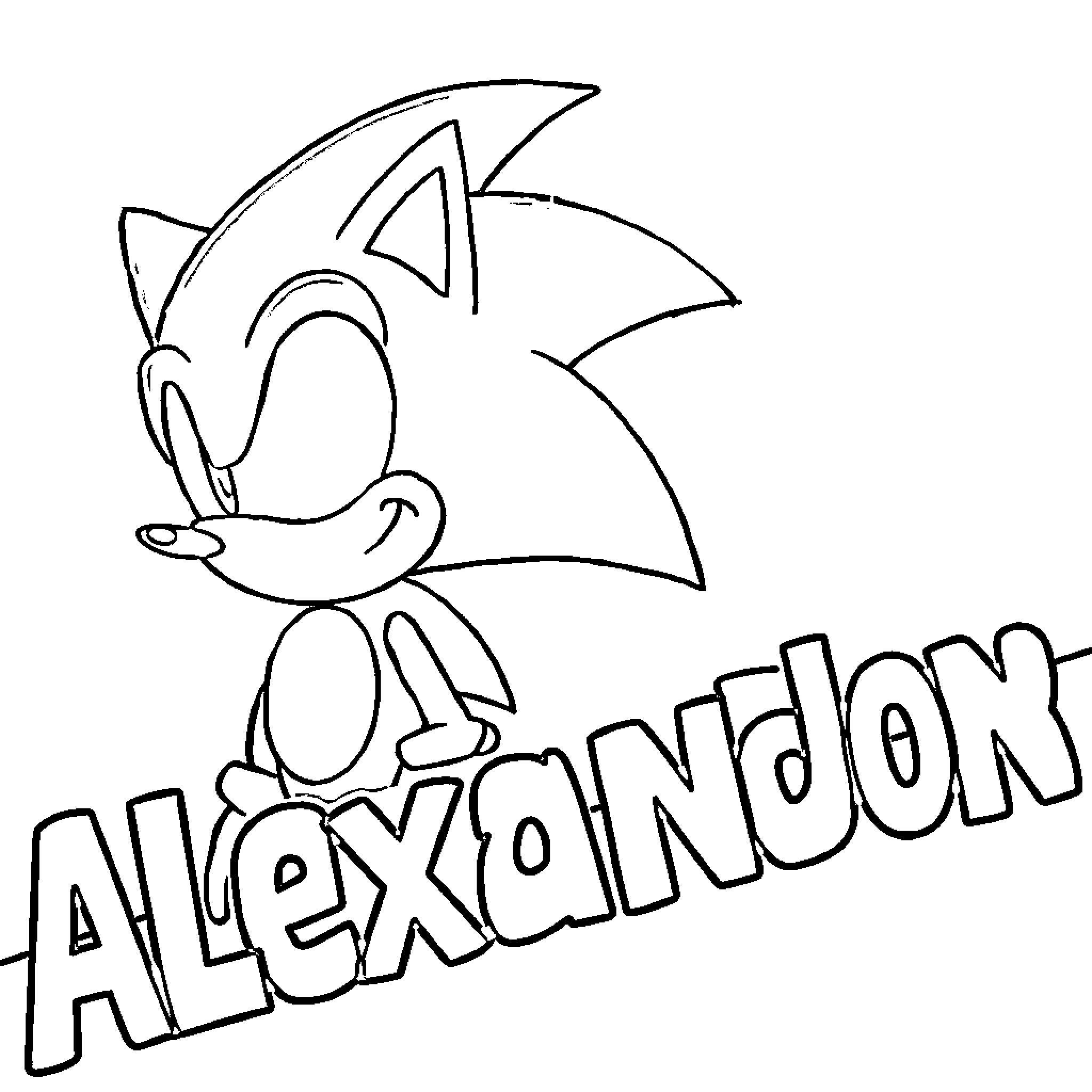 Sonic character illustration with playful expression Coloring Page (free black-and-white line drawing printable PDF for all, from beginners to advanced learners, including children, teens, adults, and seniors)