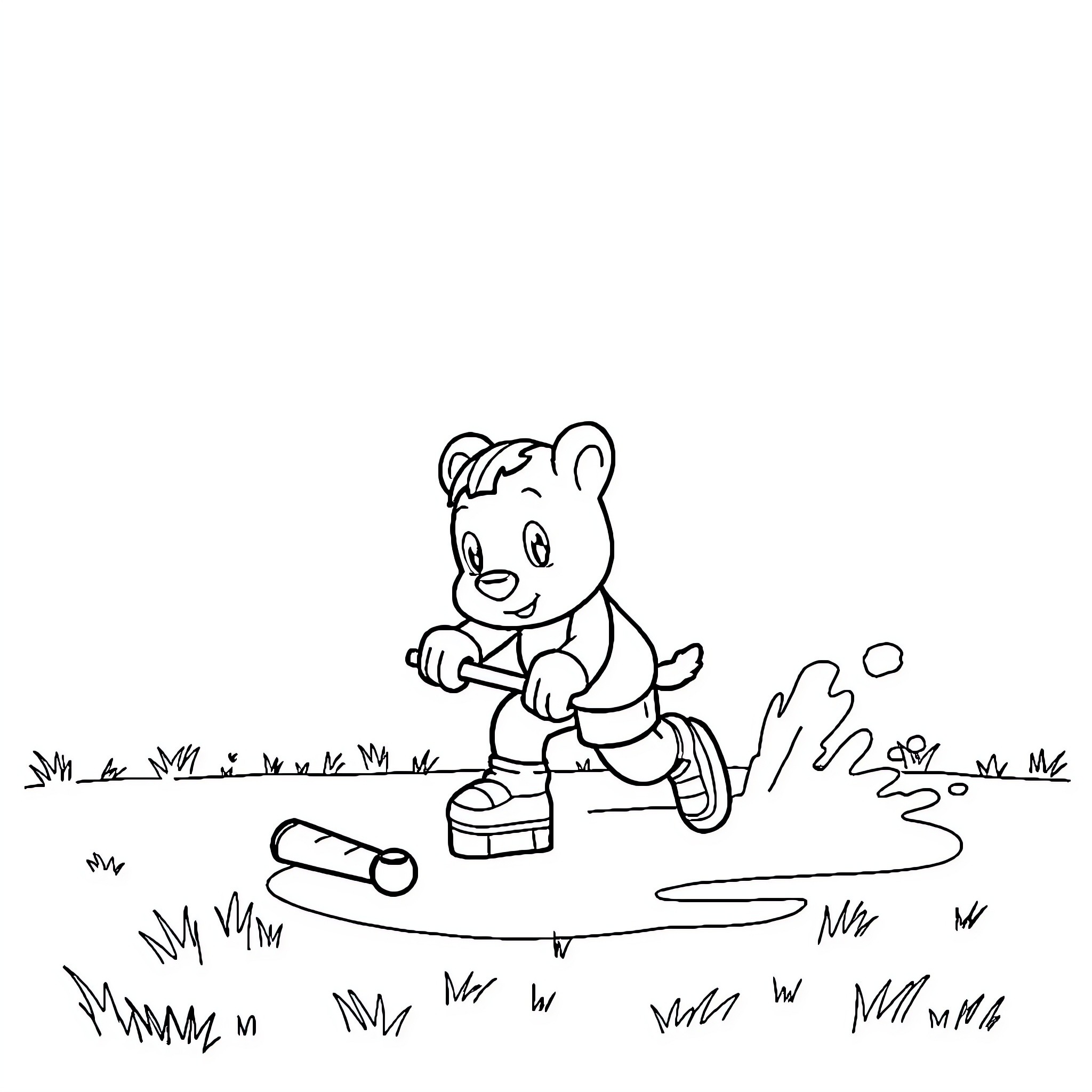 Bluey playing outdoors with a toy Coloring Page (free black-and-white line drawing printable PDF for all, from beginners to advanced learners, including children, teens, adults, and seniors)
