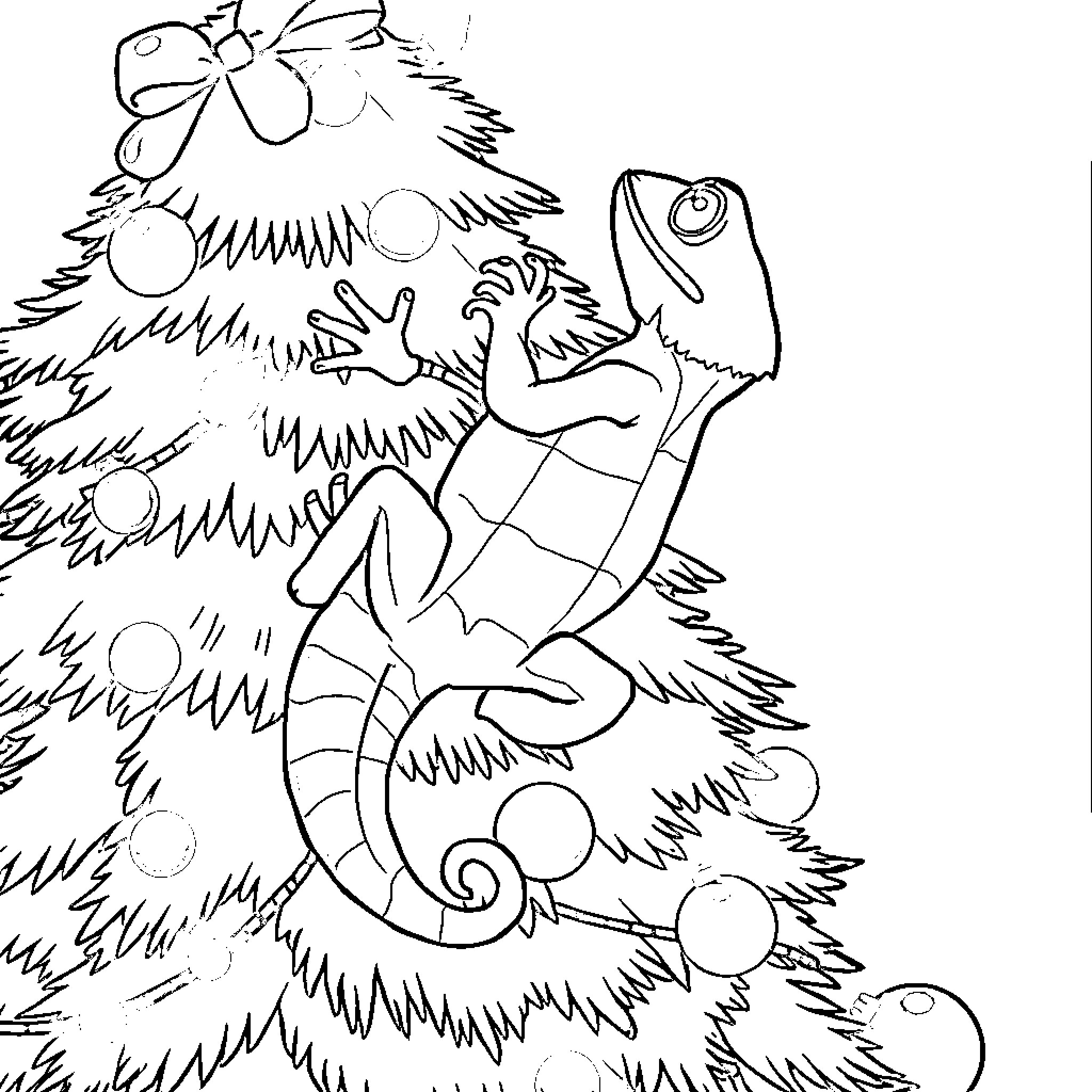 Gecko exploring vibrant foliage Coloring Page (free black-and-white line drawing printable PDF for all, from beginners to advanced learners, including children, teens, adults, and seniors)