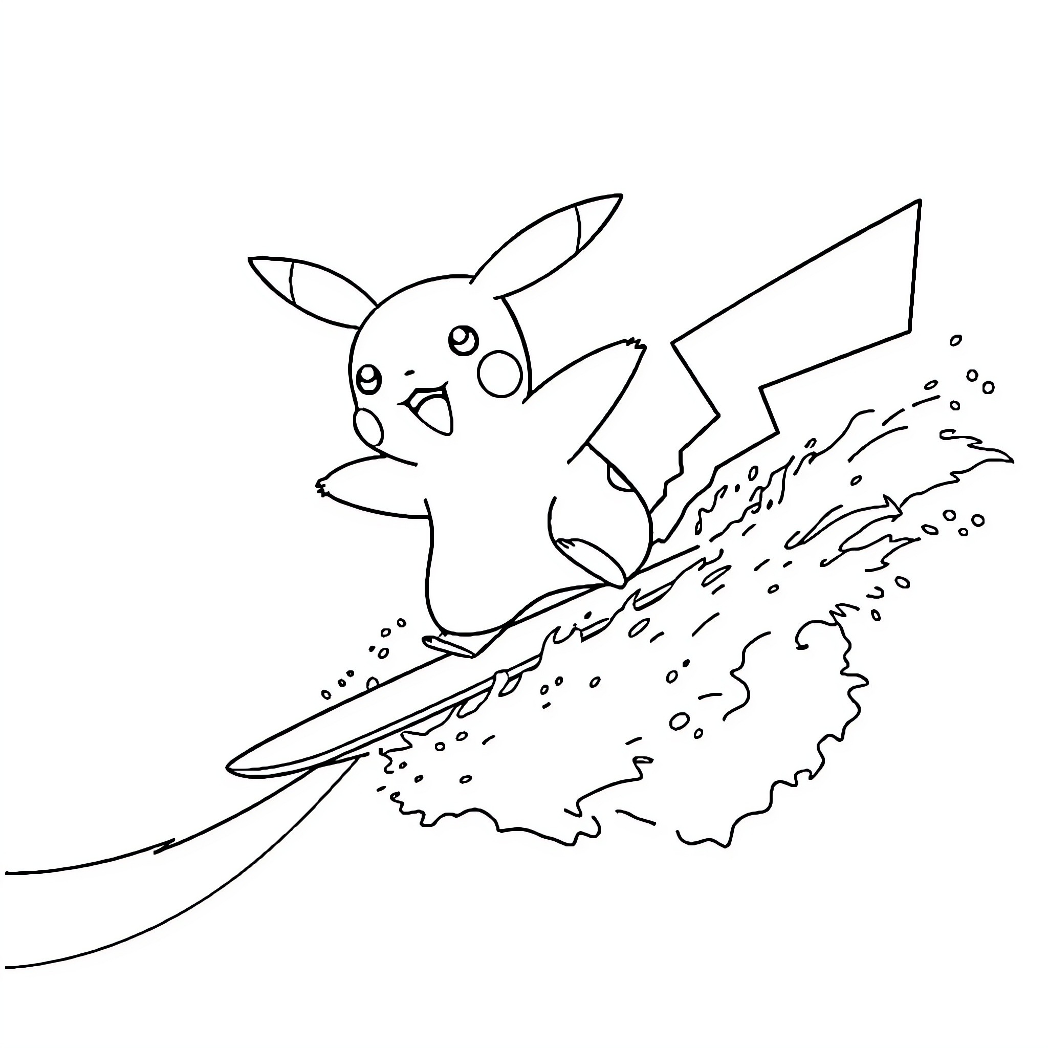 Pikachu using electrifying move Coloring Page (free black-and-white line drawing printable PDF for all, from beginners to advanced learners, including children, teens, adults, and seniors)