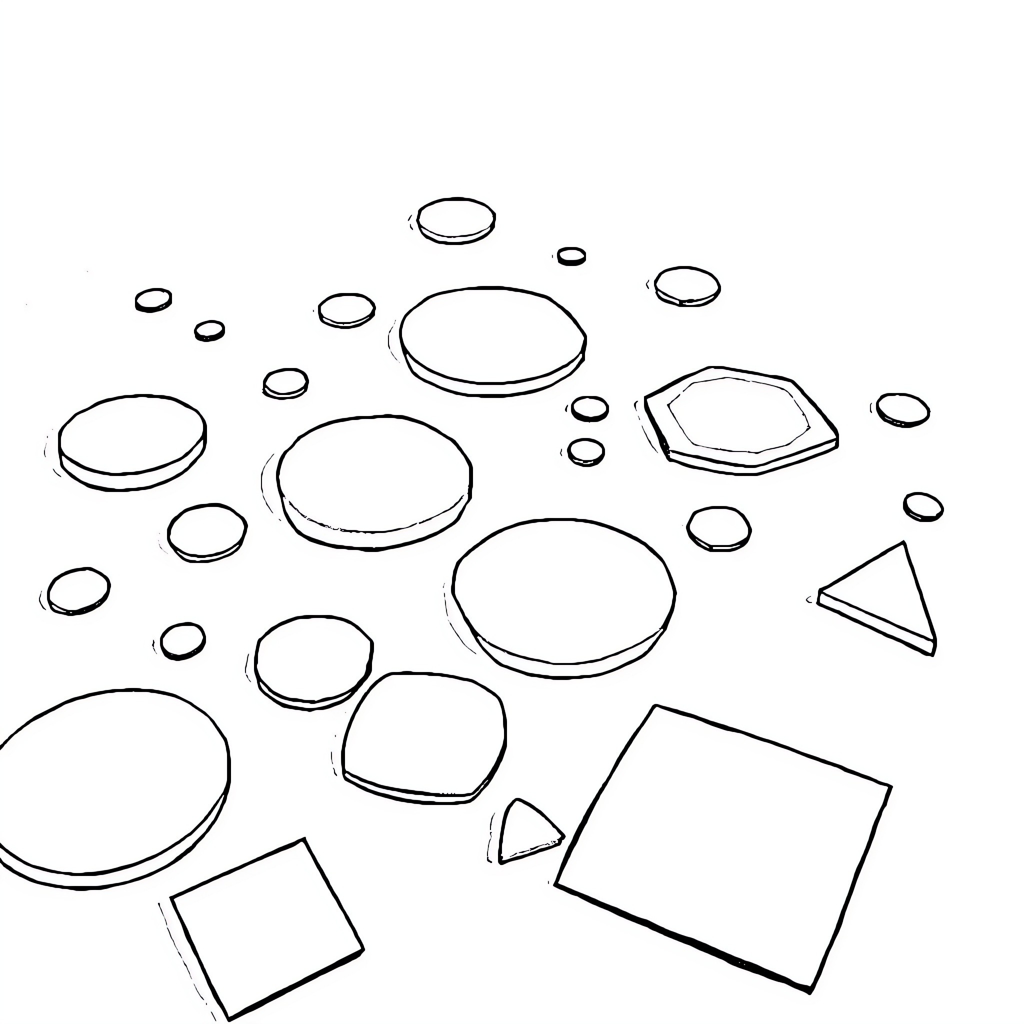 Shape of various geometric forms Coloring Page (free black-and-white line drawing printable PDF for all, from beginners to advanced learners, including children, teens, adults, and seniors)