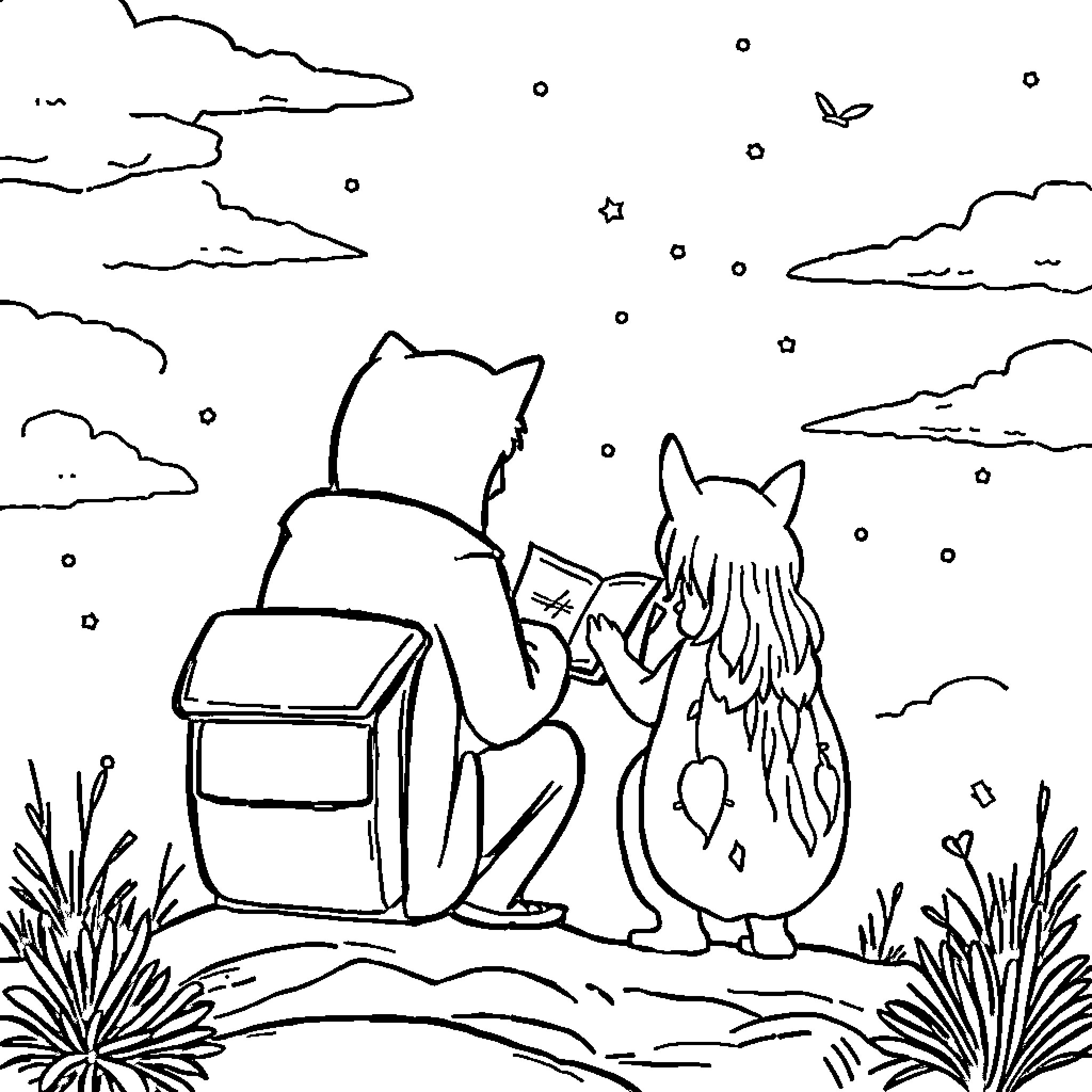 Agenda for a Cozy Outdoor Adventure Coloring Page (free black-and-white line drawing printable PDF for all, from beginners to advanced learners, including children, teens, adults, and seniors)