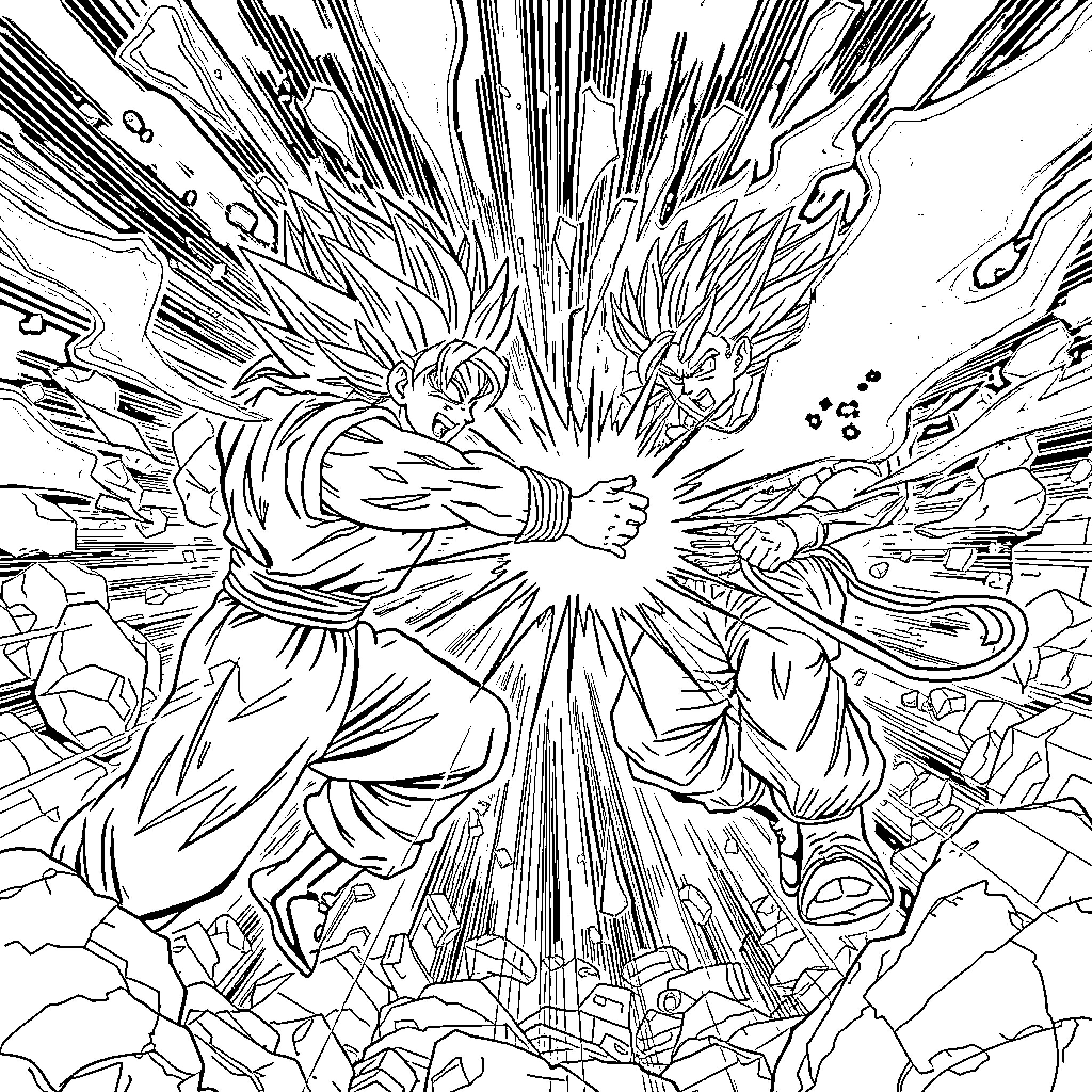 Ichigo's Intense Battle in the Battlefield Coloring Page (free black-and-white line drawing printable PDF for all, from beginners to advanced learners, including children, teens, adults, and seniors)