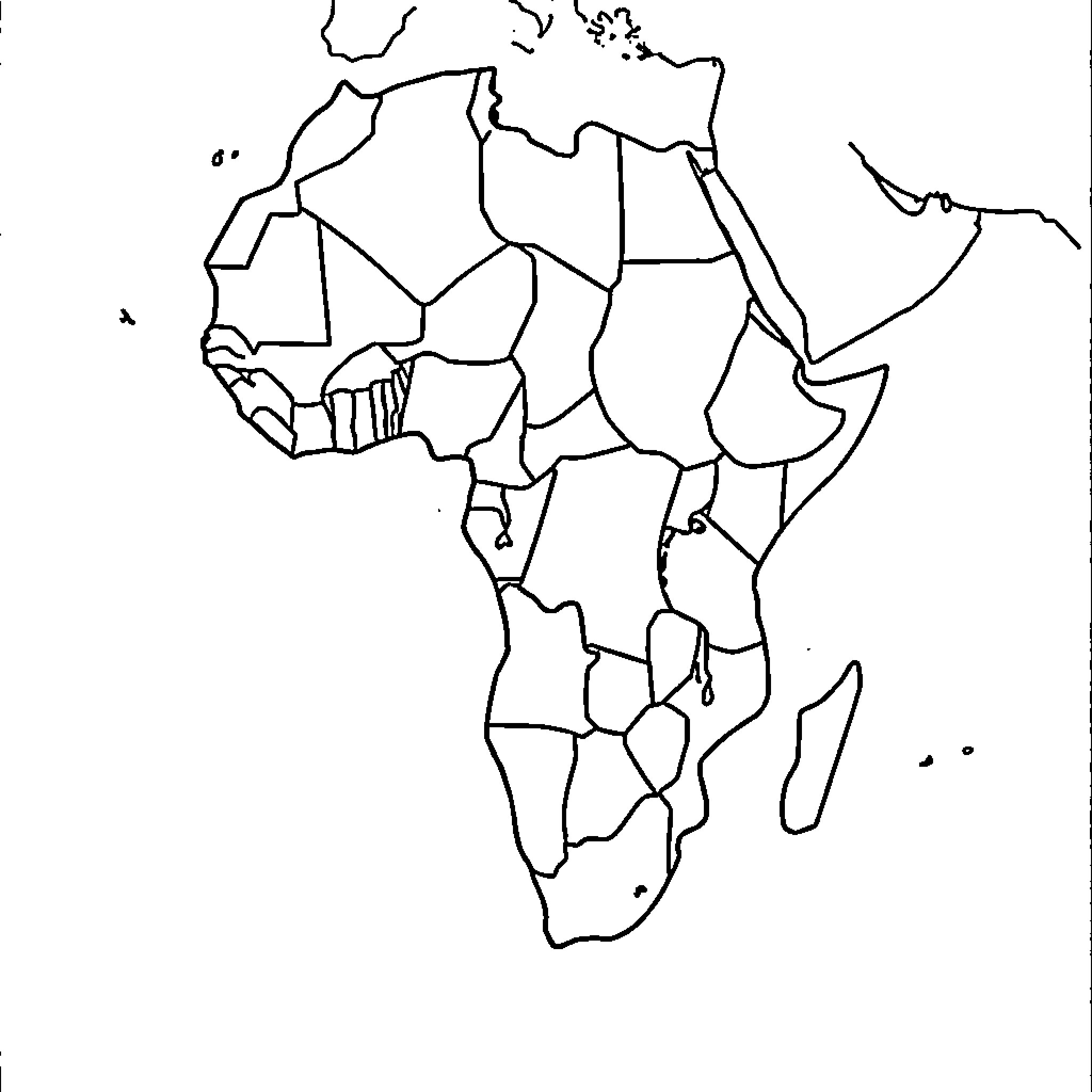 Africa - Outline Map of Continent Coloring Page (free black-and-white line drawing printable PDF for all, from beginners to advanced learners, including children, teens, adults, and seniors)