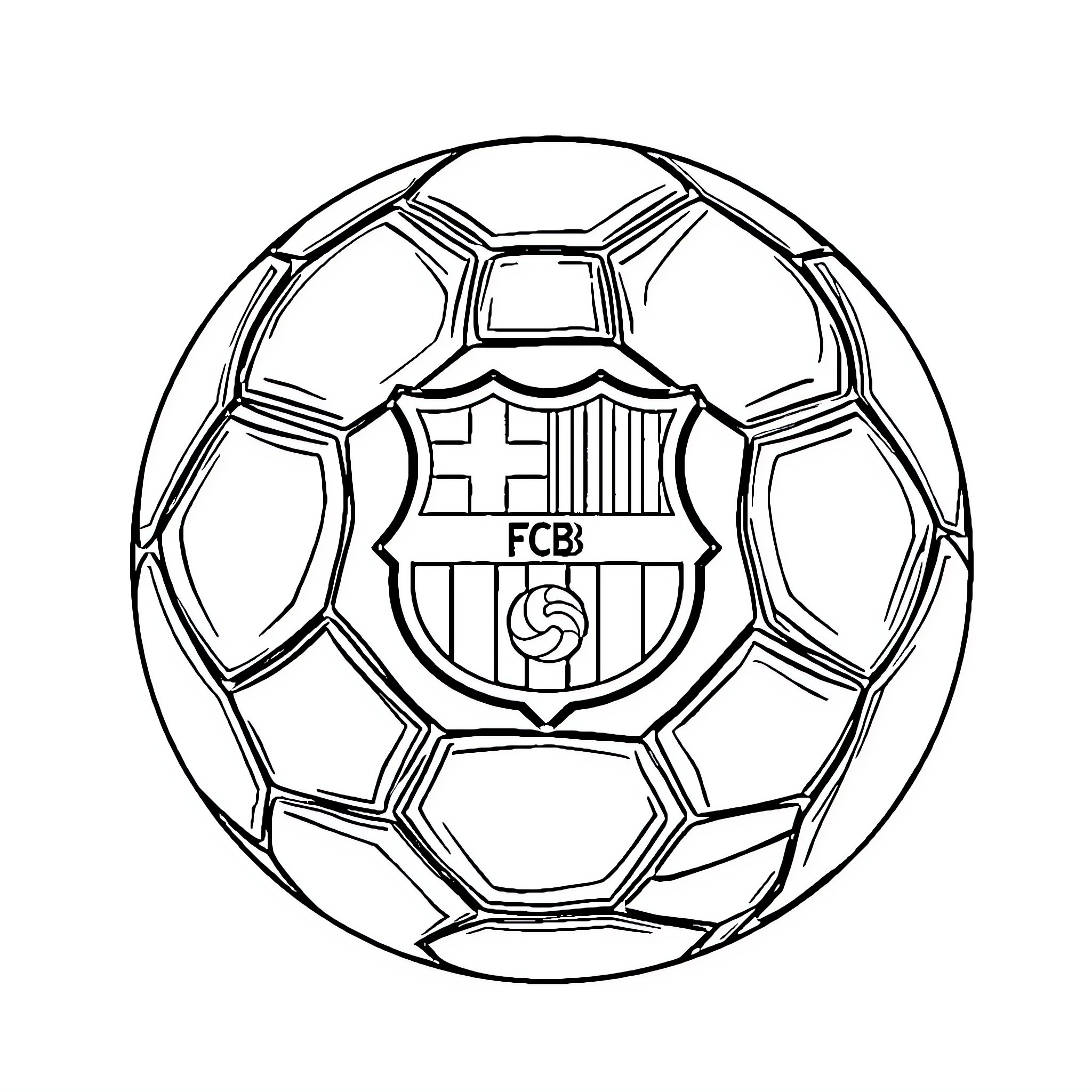 Ball with soccer club emblem Coloring Page (free black-and-white line drawing printable PDF for all, from beginners to advanced learners, including children, teens, adults, and seniors)