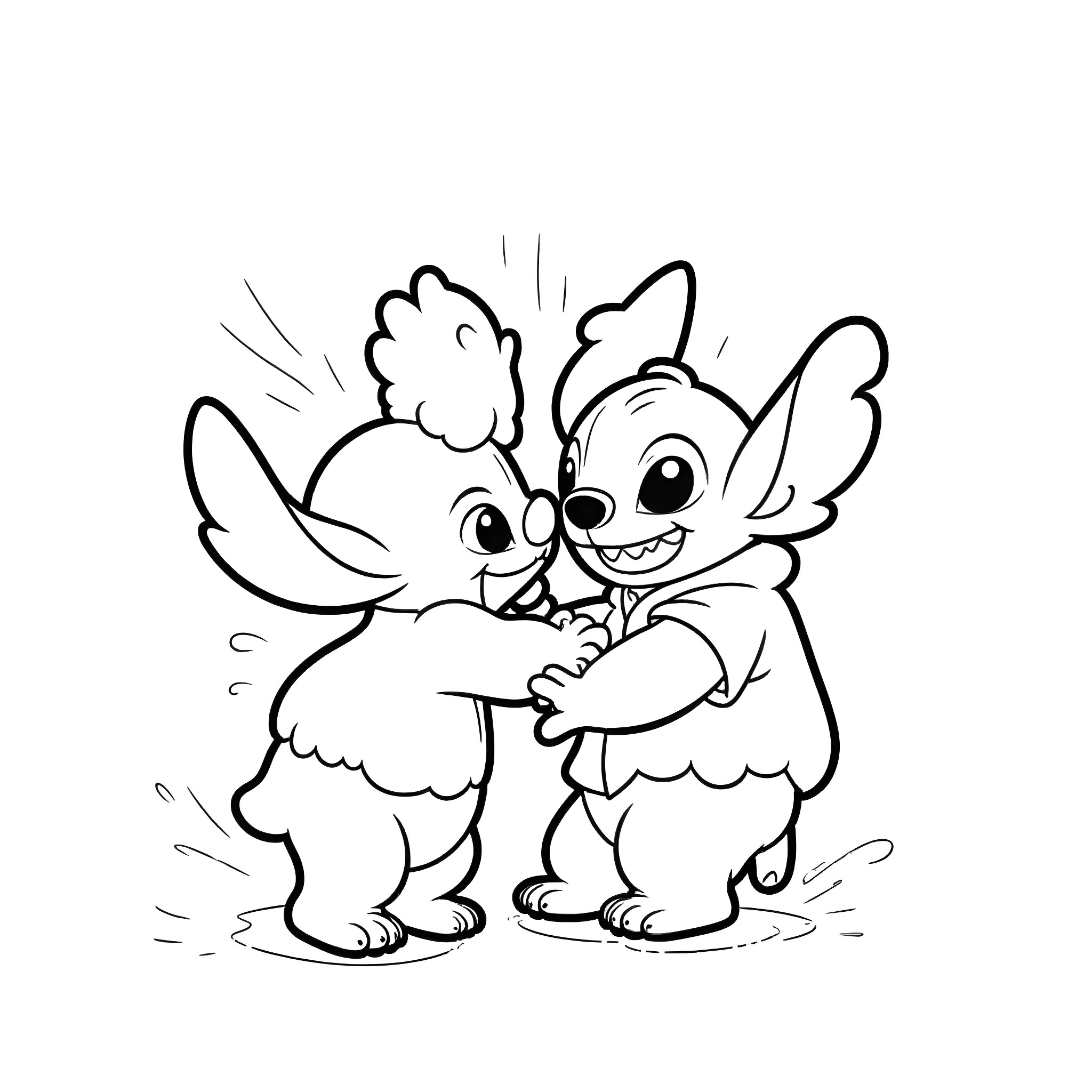 Vanilla Ice playing with his friendly alien friend Coloring Page (free black-and-white line drawing printable PDF for all, from beginners to advanced learners, including children, teens, adults, and seniors)