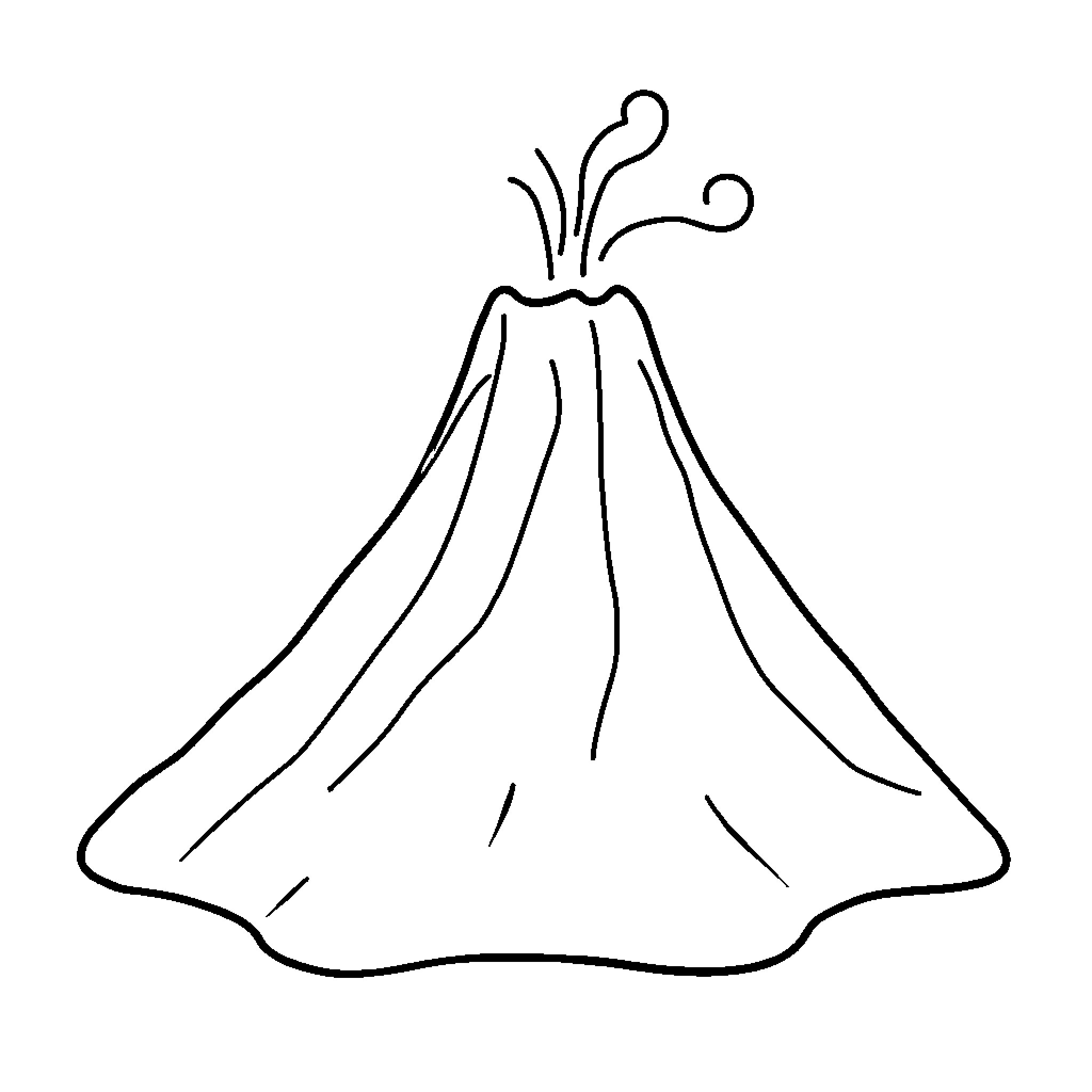 Volcano erupting with steam and lava Coloring Page (free black-and-white line drawing printable PDF for all, from beginners to advanced learners, including children, teens, adults, and seniors)