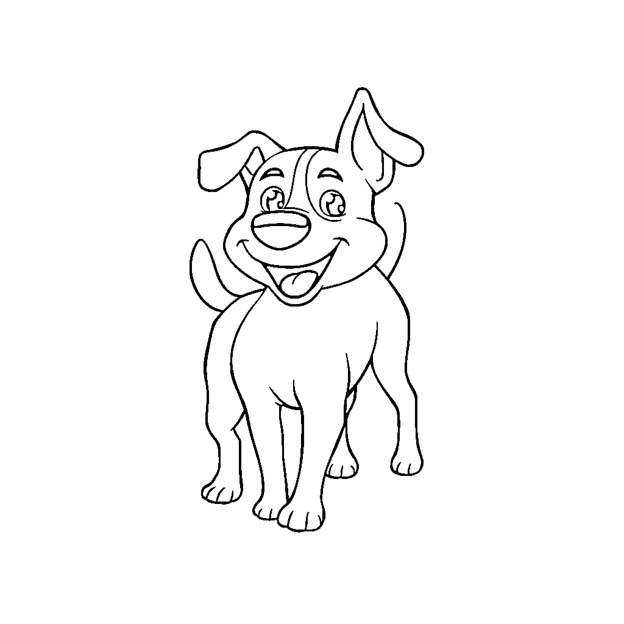 Dog in a playful mood Coloring Page (free black-and-white line drawing printable PDF for all, from beginners to advanced learners, including children, teens, adults, and seniors)