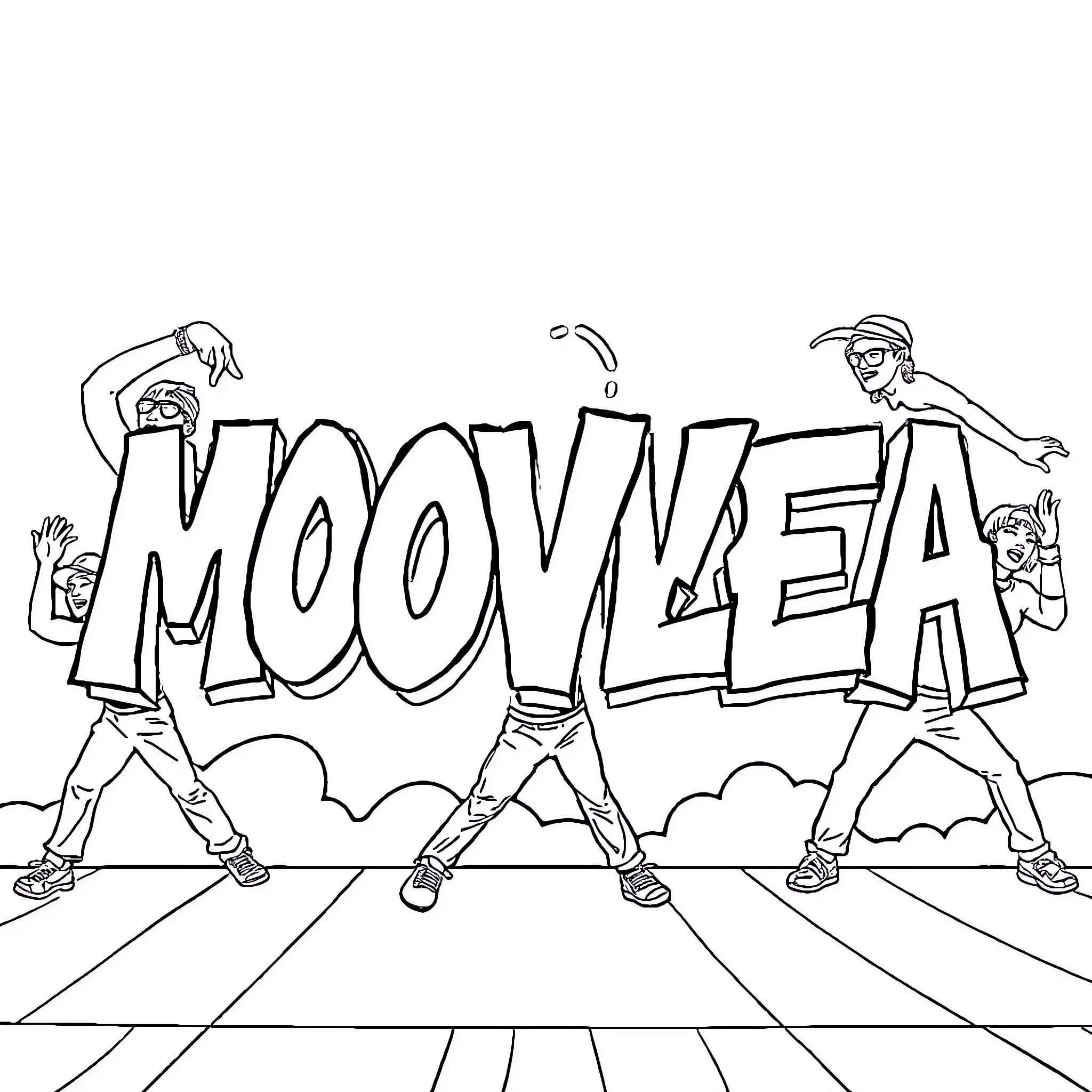 Danser: Energetic Movement on Stage Coloring Page (free black-and-white line drawing printable PDF for all, from beginners to advanced learners, including children, teens, adults, and seniors)