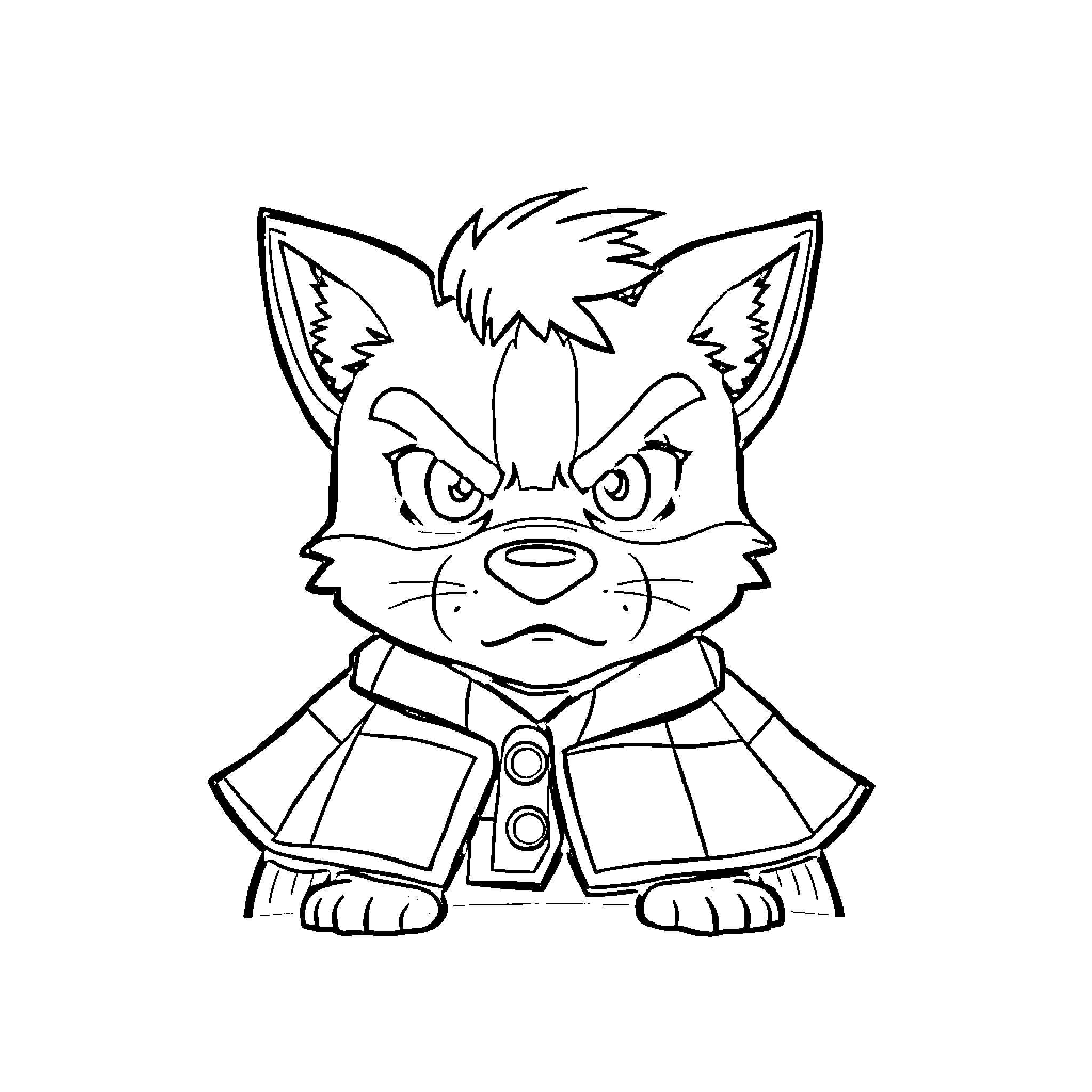 Tanjiro the Determined Cat Demon Warrior Coloring Page (free black-and-white line drawing printable PDF for all, from beginners to advanced learners, including children, teens, adults, and seniors)