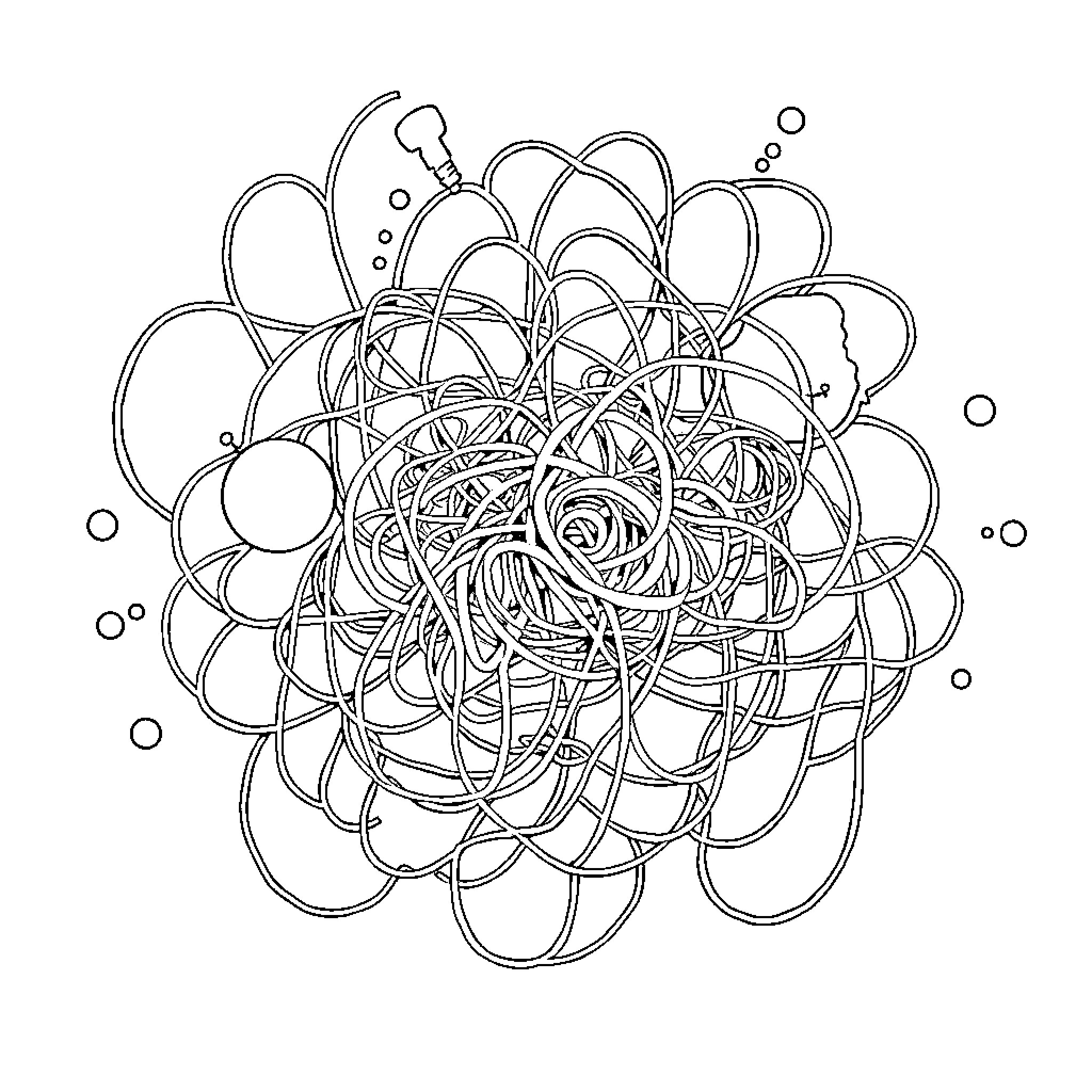 Brainrot: Tangled Patterns and Abstract Designs Coloring Page (free black-and-white line drawing printable PDF for all, from beginners to advanced learners, including children, teens, adults, and seniors)