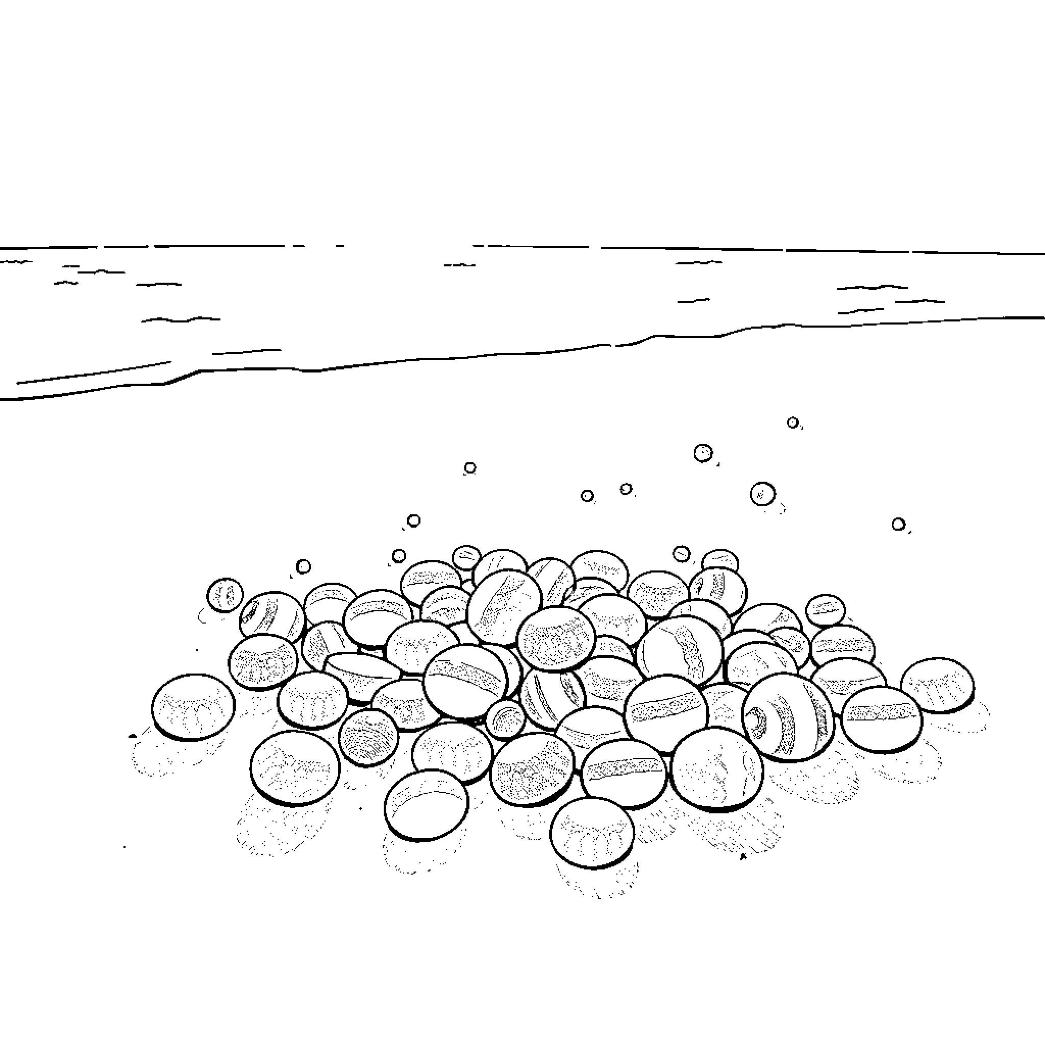 Candy scattered on the ground Coloring Page (free black-and-white line drawing printable PDF for all, from beginners to advanced learners, including children, teens, adults, and seniors)