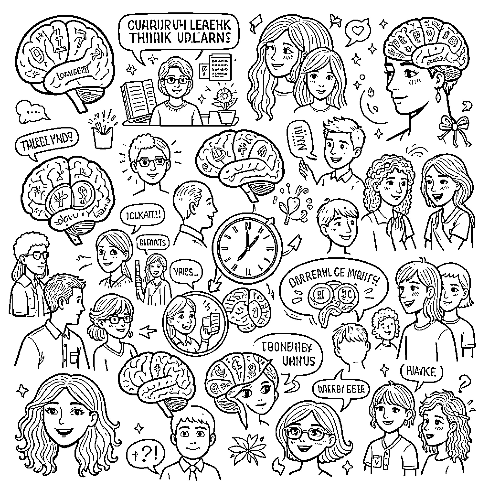 Neurodiversity: Celebrating Diverse Minds and Expressions Coloring Page (free black-and-white line drawing printable PDF for all, from beginners to advanced learners, including children, teens, adults, and seniors)