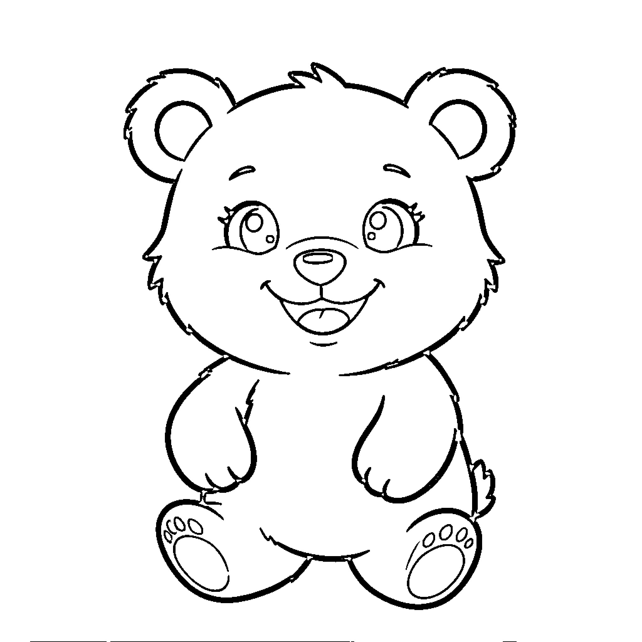 Osito the Cheerful Teddy Bear Coloring Page (free black-and-white line drawing printable PDF for all, from beginners to advanced learners, including children, teens, adults, and seniors)