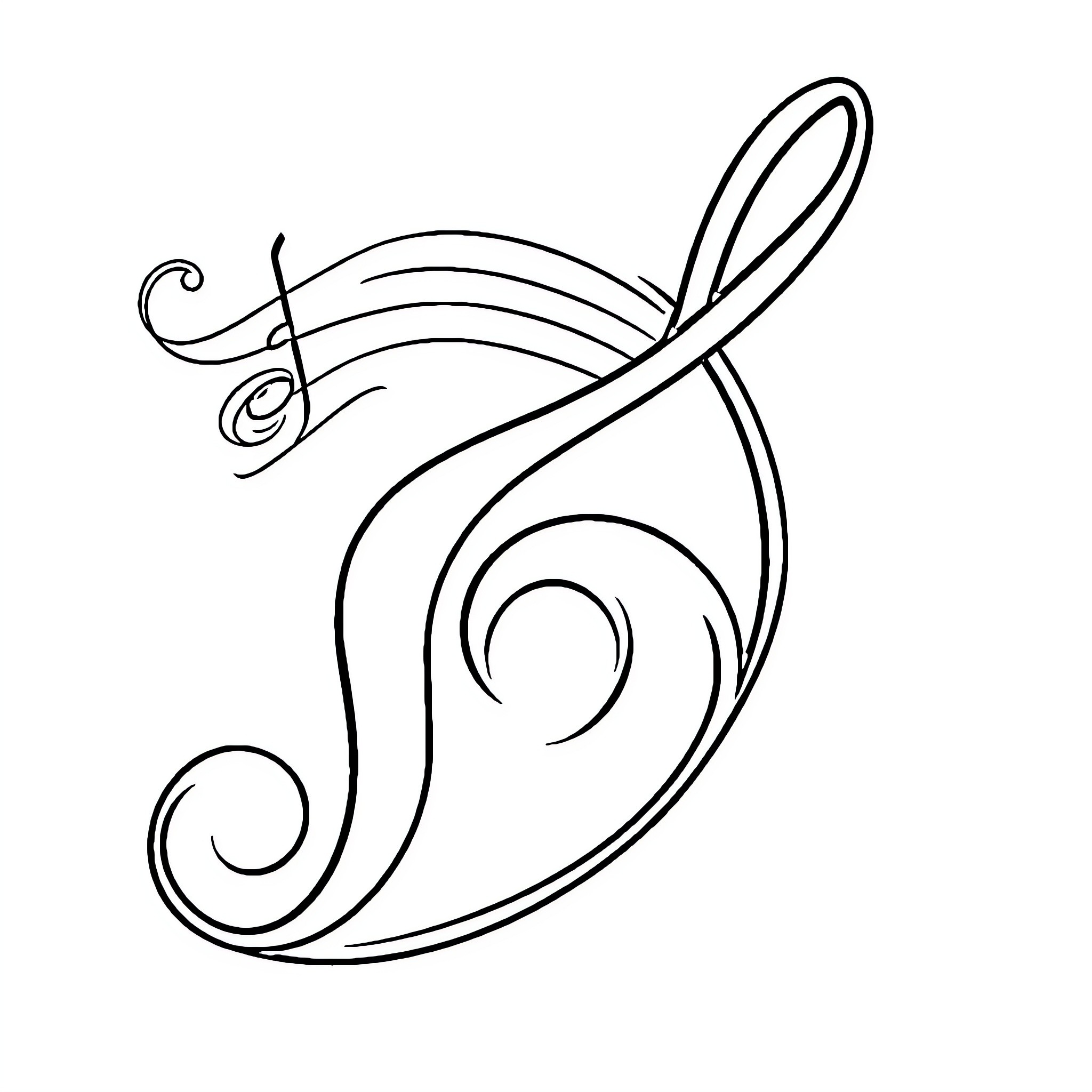 Cle de Sol - Whimsical Musical Clef Coloring Page (free black-and-white line drawing printable PDF for all, from beginners to advanced learners, including children, teens, adults, and seniors)