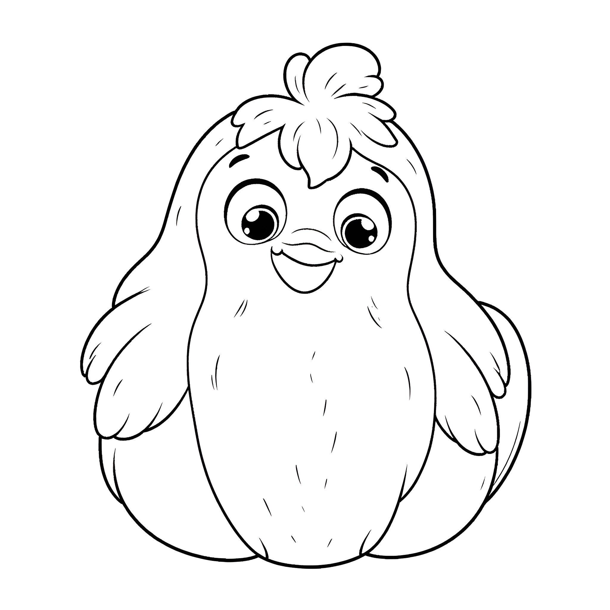 A cute cartoon penguin with a flower Coloring Page (free black-and-white line drawing printable PDF for all, from beginners to advanced learners, including children, teens, adults, and seniors)