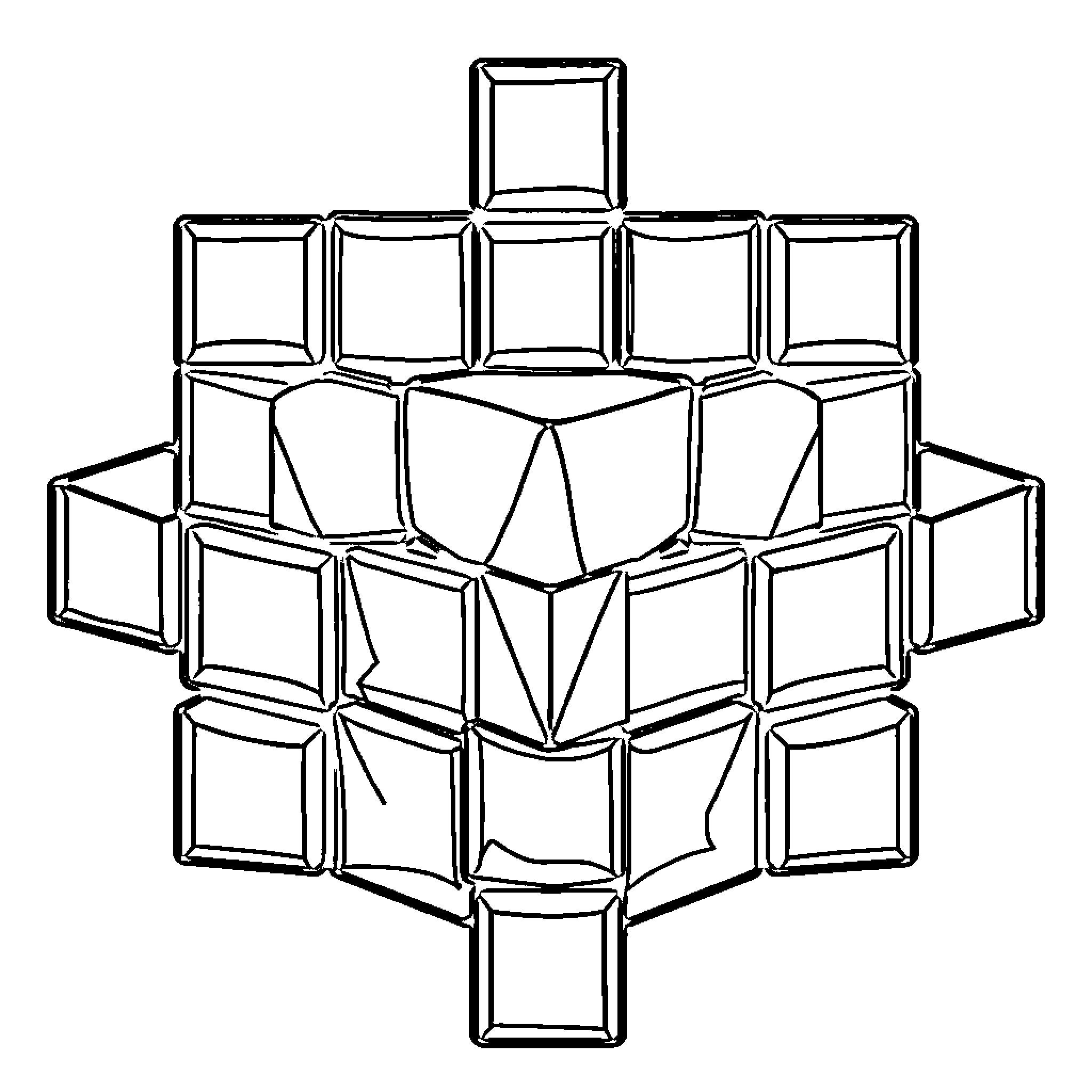 Minecraft geometric shapes and patterns Coloring Page (free black-and-white line drawing printable PDF for all, from beginners to advanced learners, including children, teens, adults, and seniors)