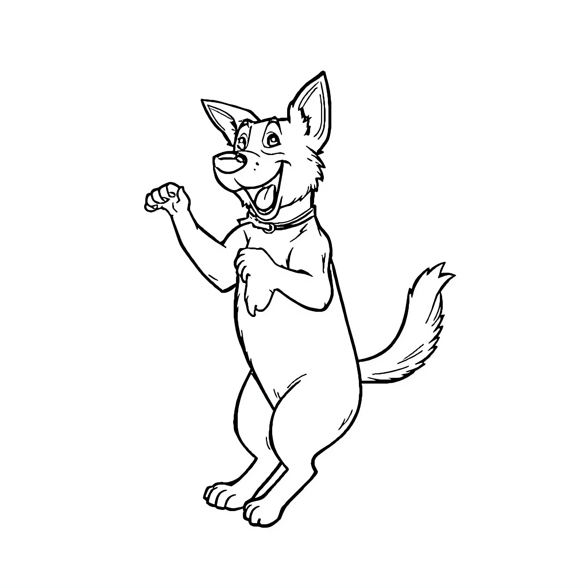 Chien excited and playful Coloring Page (free black-and-white line drawing printable PDF for all, from beginners to advanced learners, including children, teens, adults, and seniors)