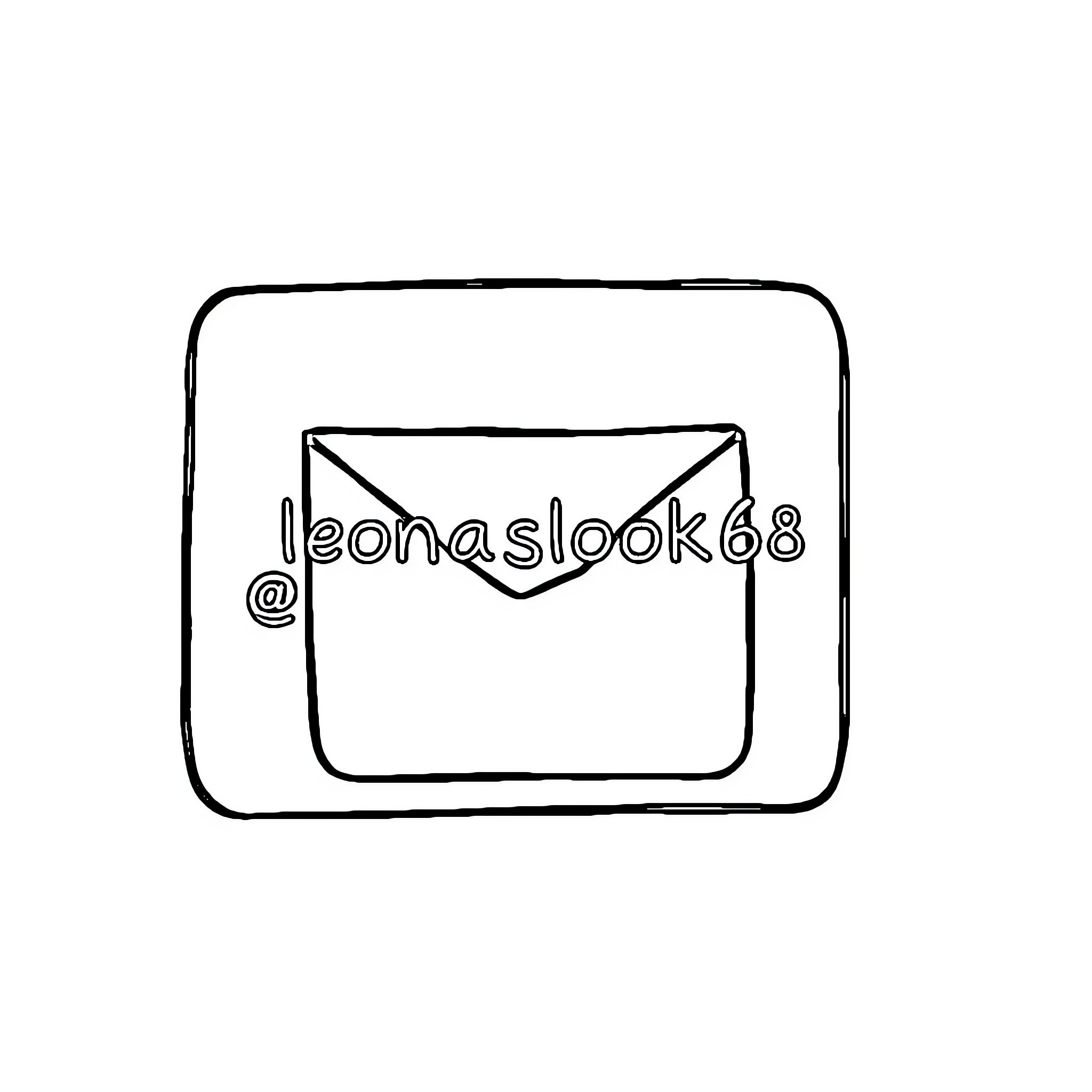 Email with username leonaslook68 Coloring Page (free black-and-white line drawing printable PDF for all, from beginners to advanced learners, including children, teens, adults, and seniors)