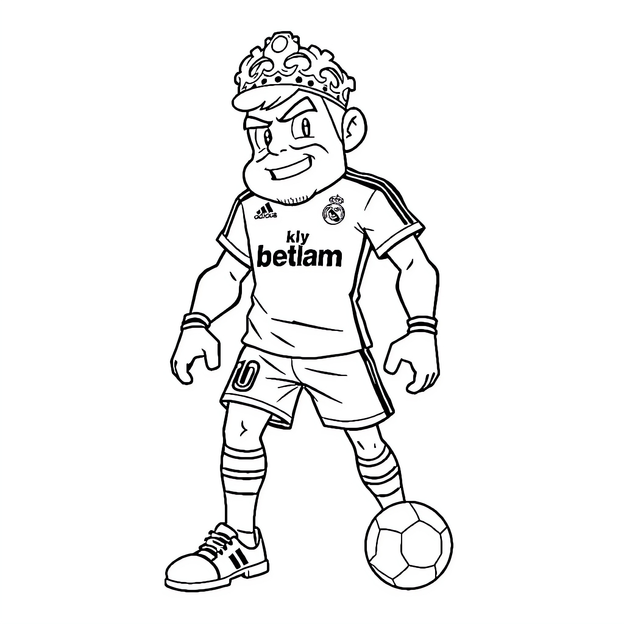 El Costo: Footballer with Distinctive Headwear Coloring Page (free black-and-white line drawing printable PDF for all, from beginners to advanced learners, including children, teens, adults, and seniors)