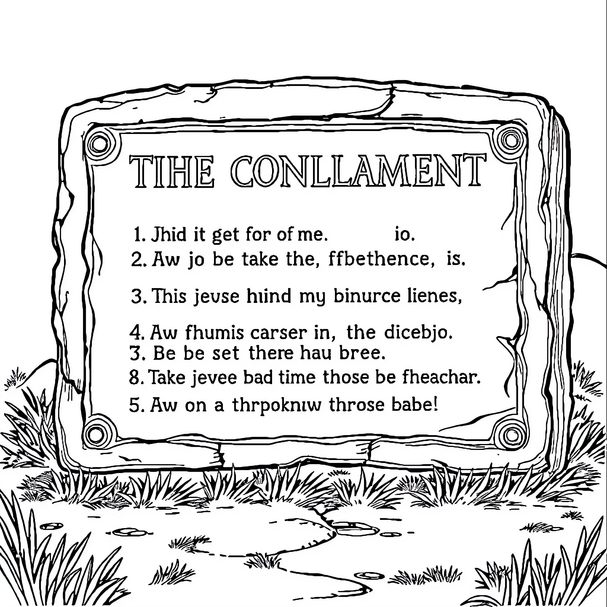 Table with Whimsical Rhyming Text Coloring Page (free black-and-white line drawing printable PDF for all, from beginners to advanced learners, including children, teens, adults, and seniors)