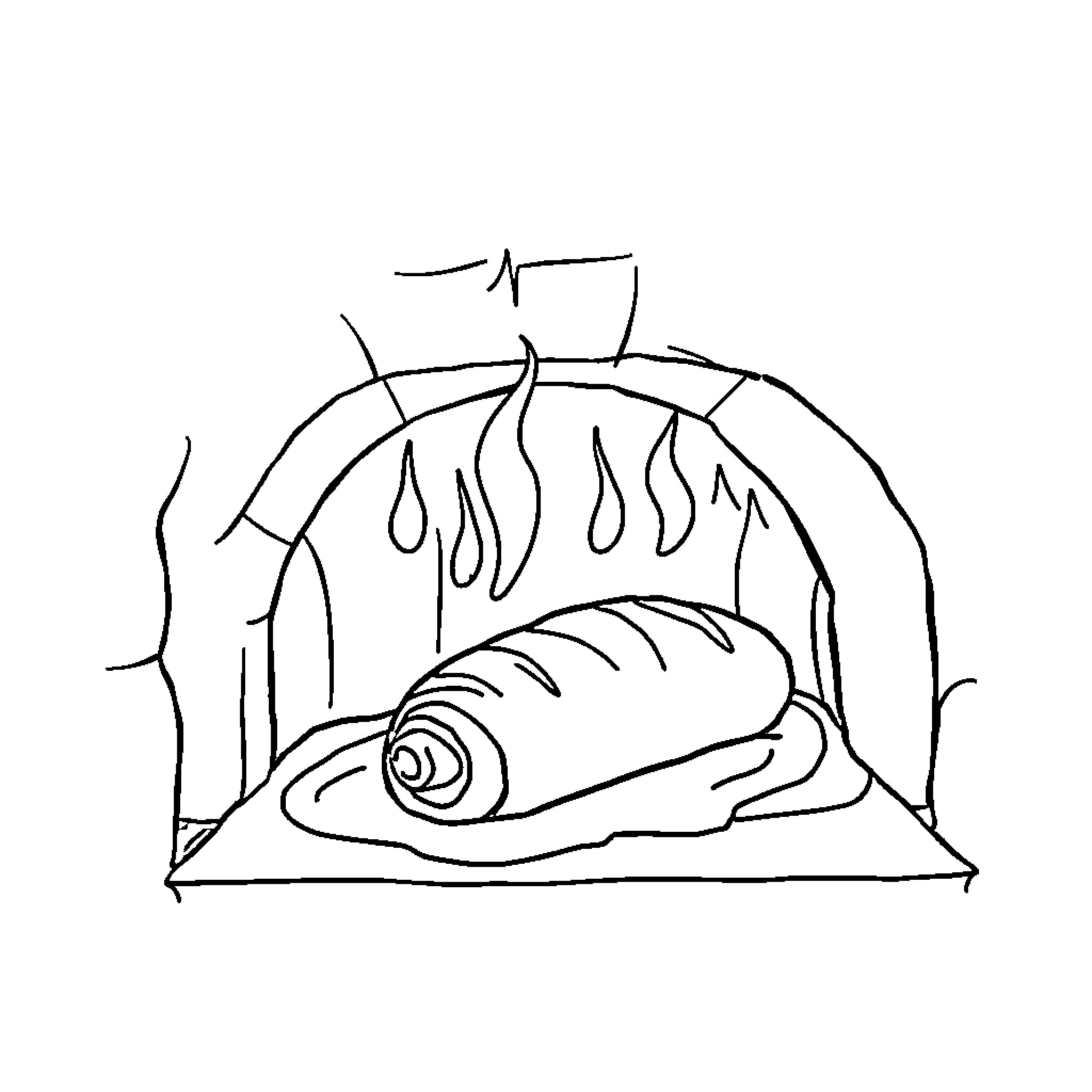 Oven with freshly baked bread Coloring Page (free black-and-white line drawing printable PDF for all, from beginners to advanced learners, including children, teens, adults, and seniors)