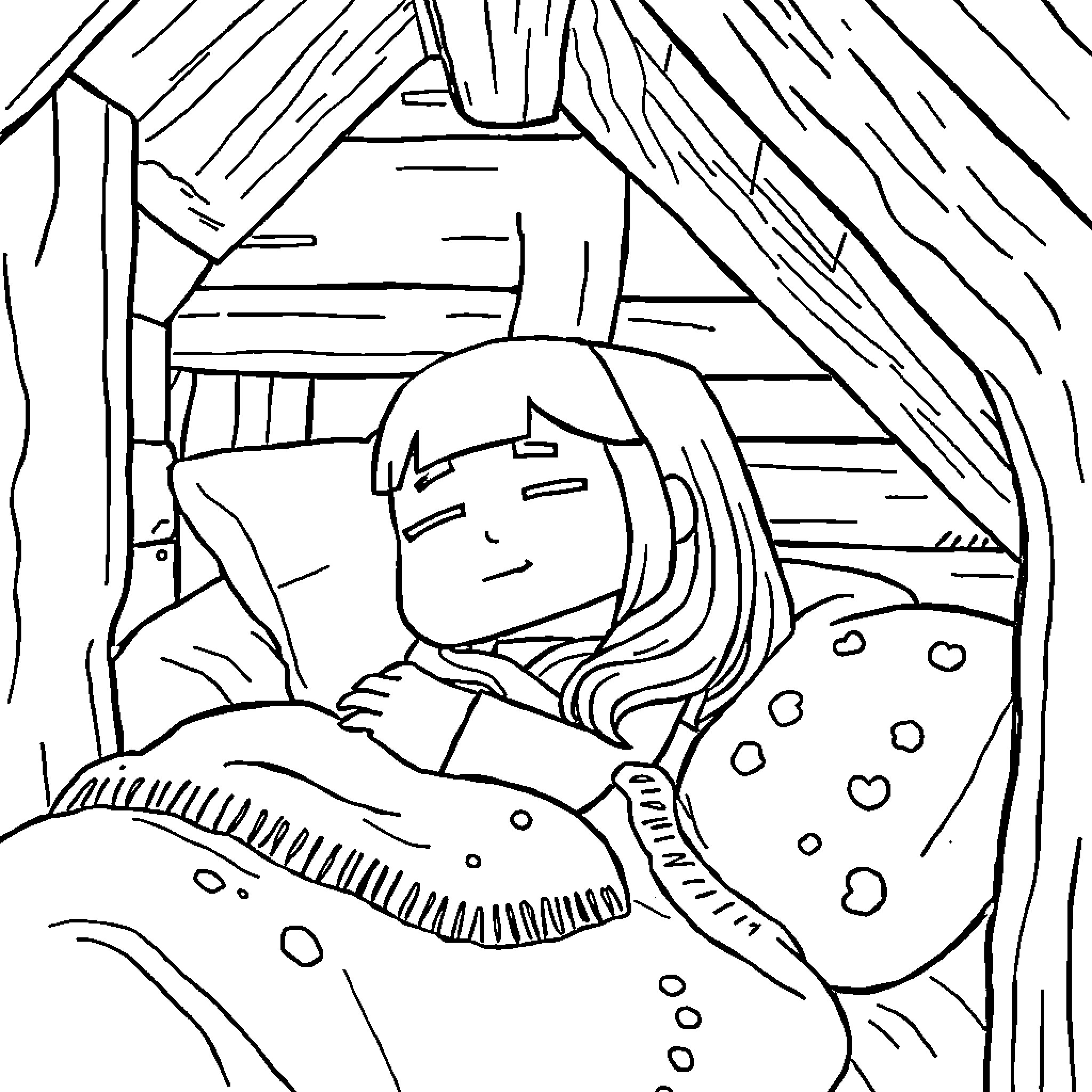 Alex resting peacefully under the stars Coloring Page (free black-and-white line drawing printable PDF for all, from beginners to advanced learners, including children, teens, adults, and seniors)