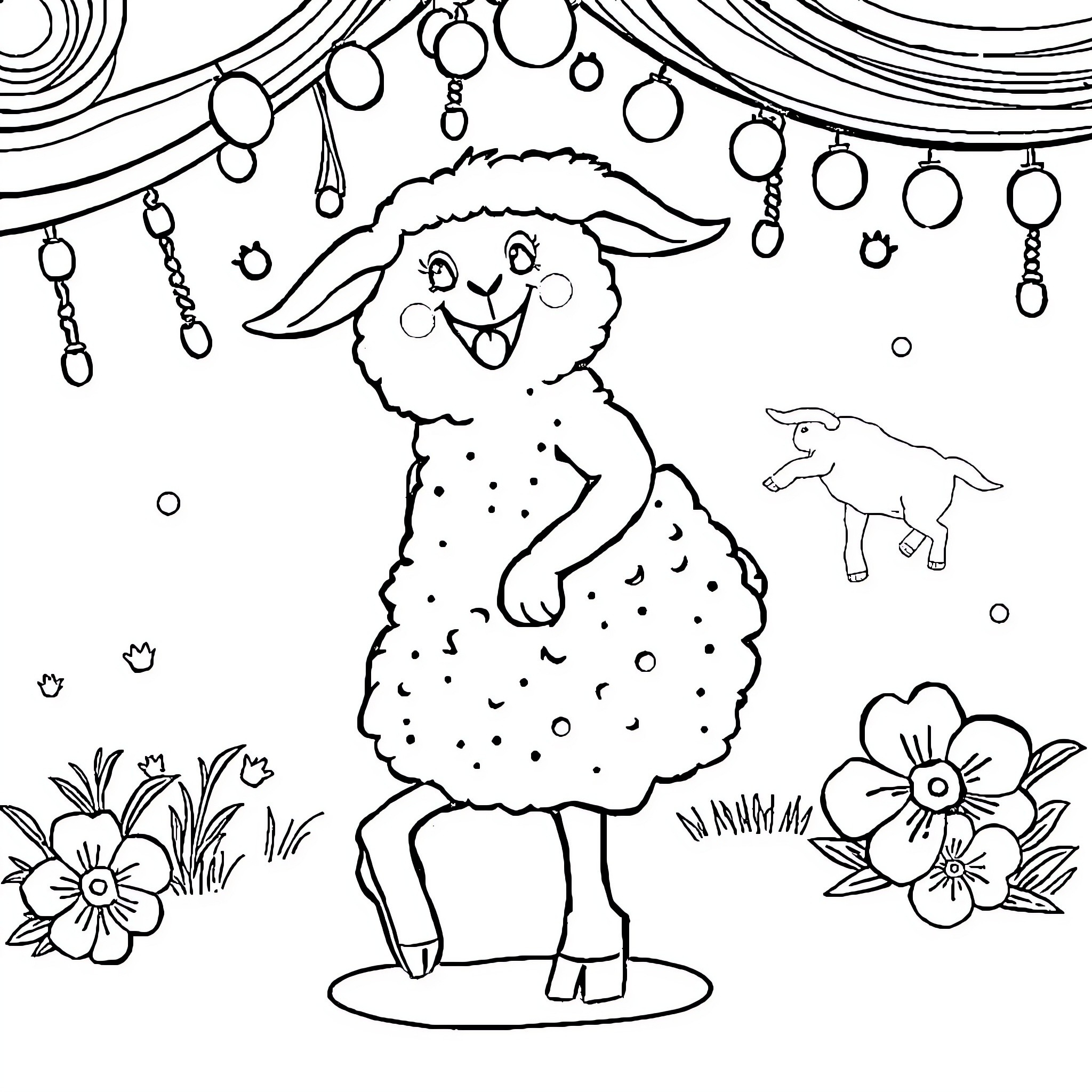 Worm celebrating in a festive scene Coloring Page (free black-and-white line drawing printable PDF for all, from beginners to advanced learners, including children, teens, adults, and seniors)