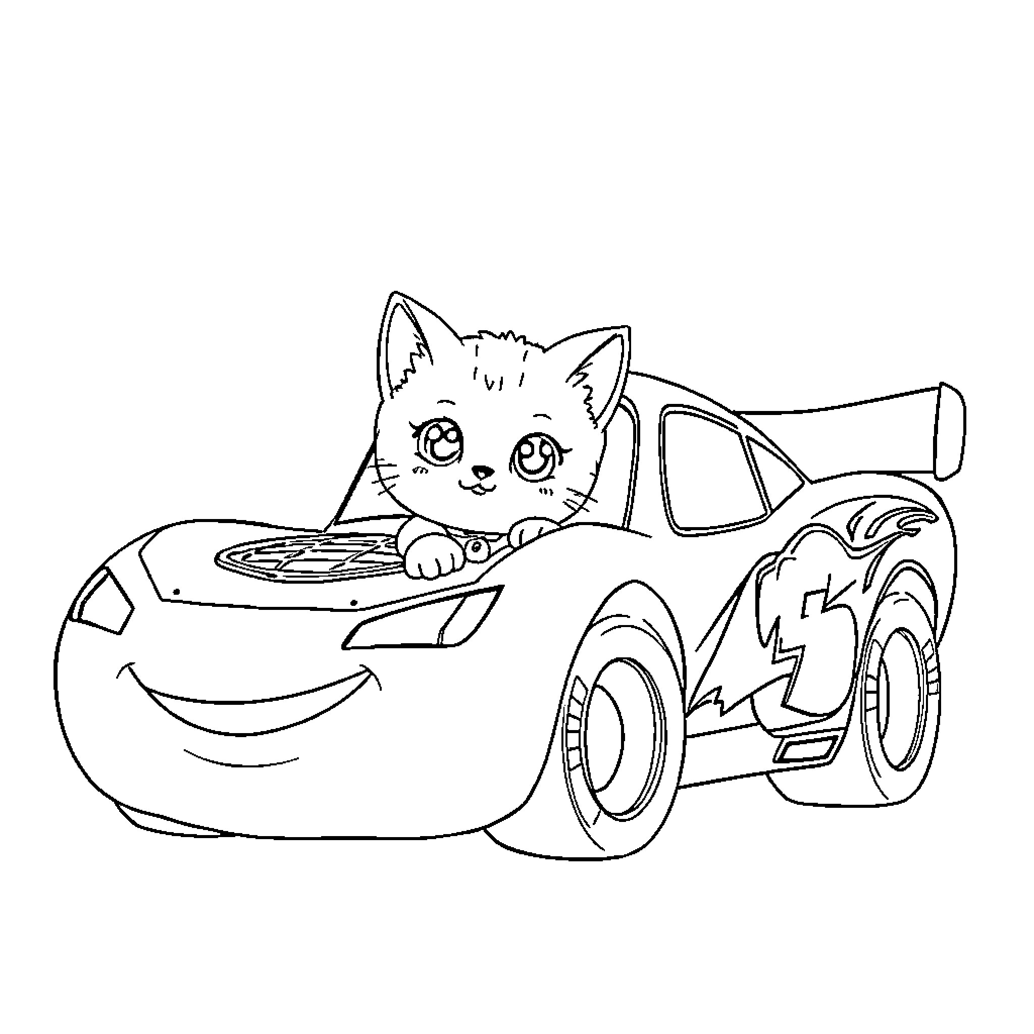 Lightning McQueen's Racing Companion Coloring Page (free black-and-white line drawing printable PDF for all, from beginners to advanced learners, including children, teens, adults, and seniors)