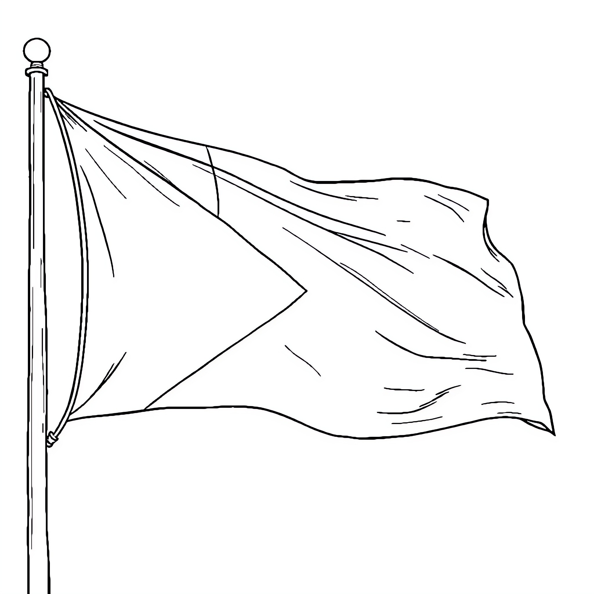 Flag flapping in the wind Coloring Page (free black-and-white line drawing printable PDF for all, from beginners to advanced learners, including children, teens, adults, and seniors)