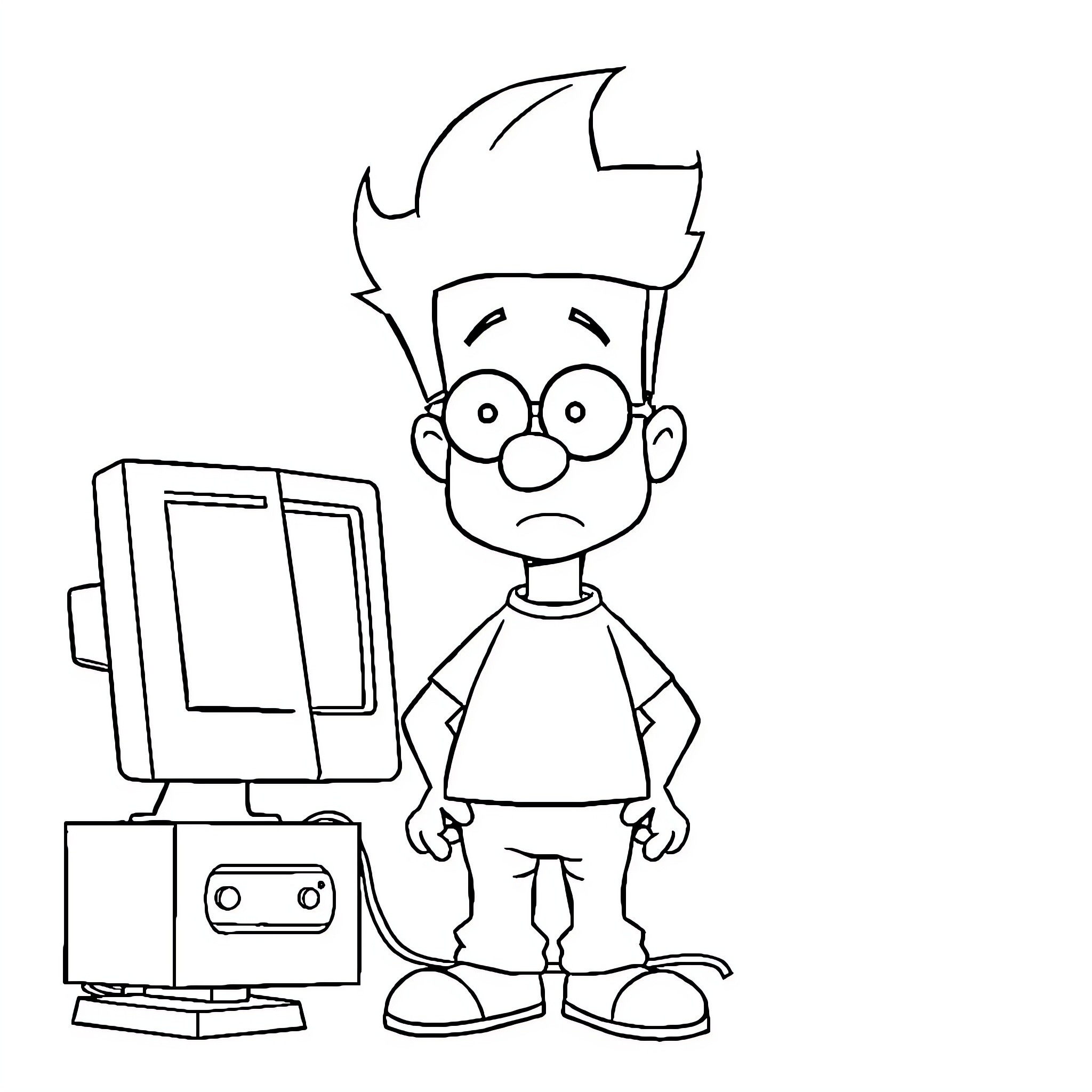 Steve's Technological Adventure Coloring Page (free black-and-white line drawing printable PDF for all, from beginners to advanced learners, including children, teens, adults, and seniors)