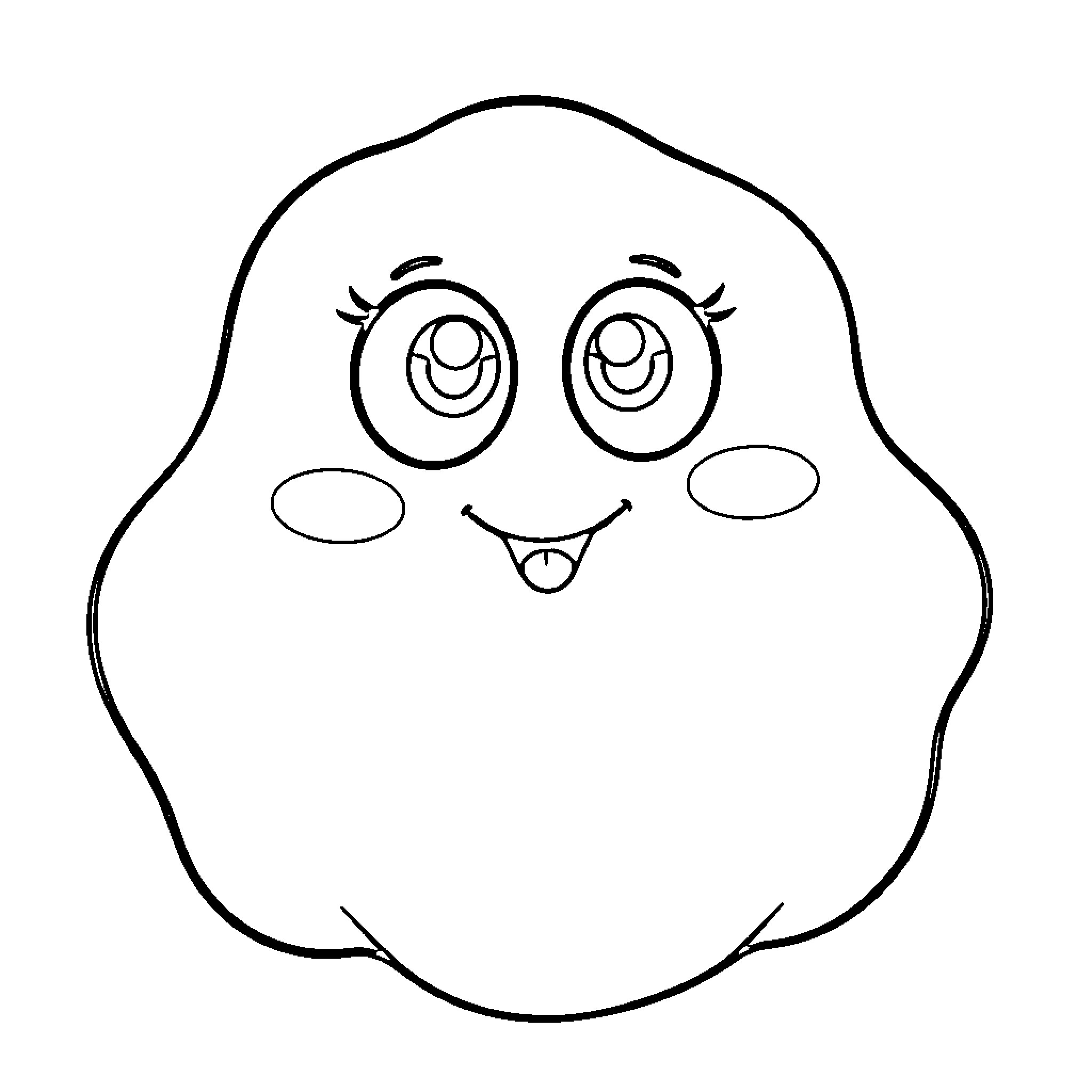 Slime character with cheerful expression Coloring Page (free black-and-white line drawing printable PDF for all, from beginners to advanced learners, including children, teens, adults, and seniors)