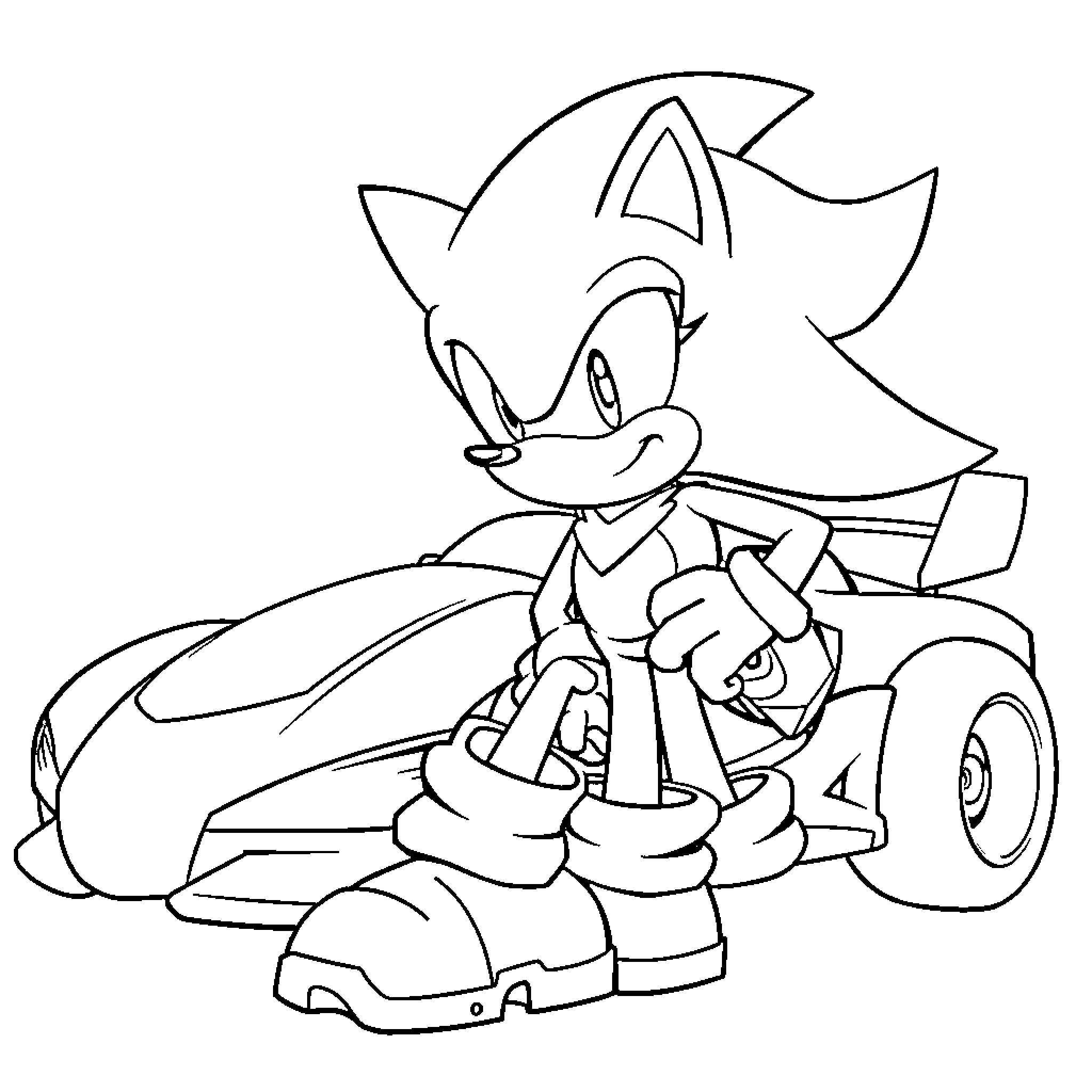 Shadow Hedgehog's Speedy Adventure Coloring Page (free black-and-white line drawing printable PDF for all, from beginners to advanced learners, including children, teens, adults, and seniors)