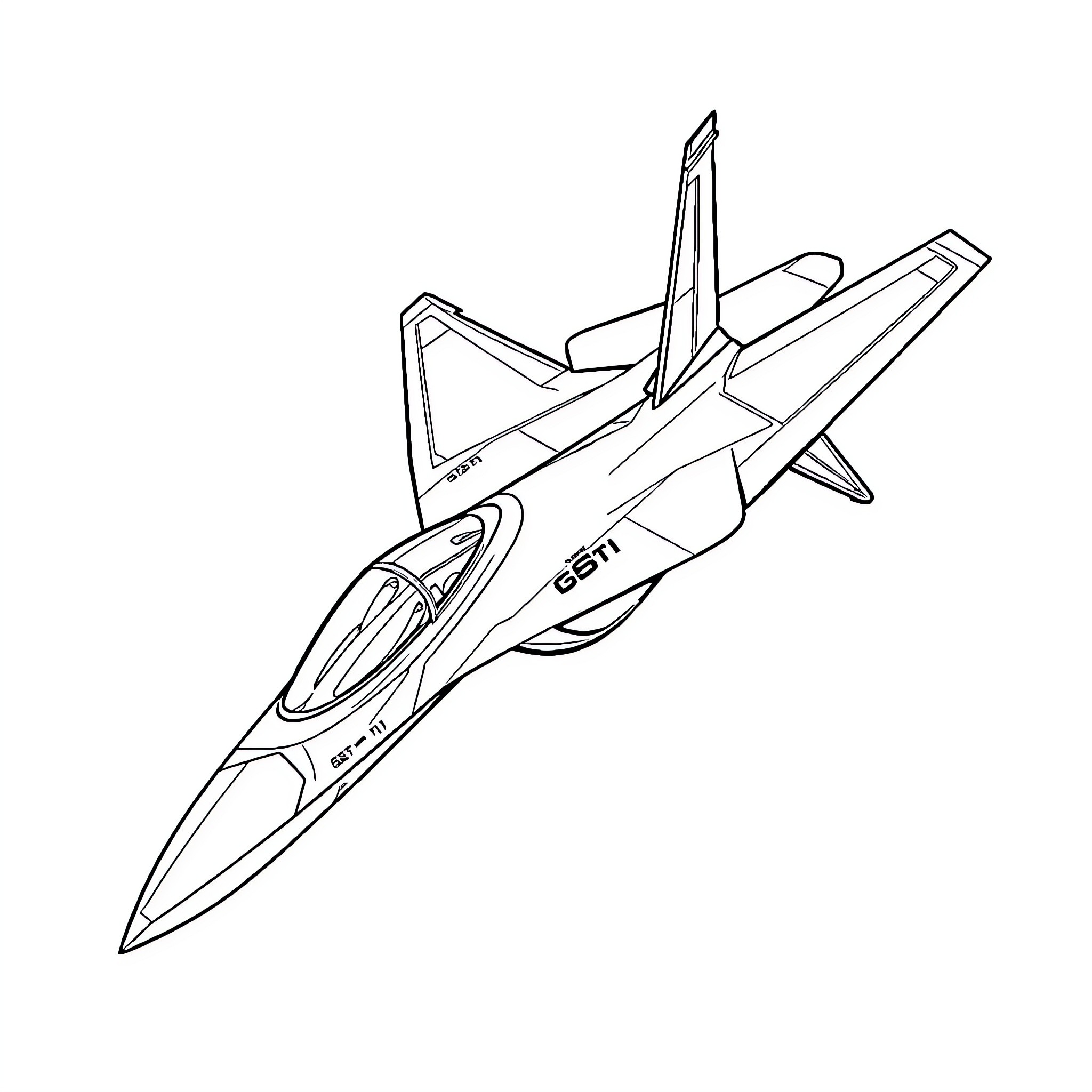 Fighter Jet performing aerobatic maneuvers Coloring Page (free black-and-white line drawing printable PDF for all, from beginners to advanced learners, including children, teens, adults, and seniors)