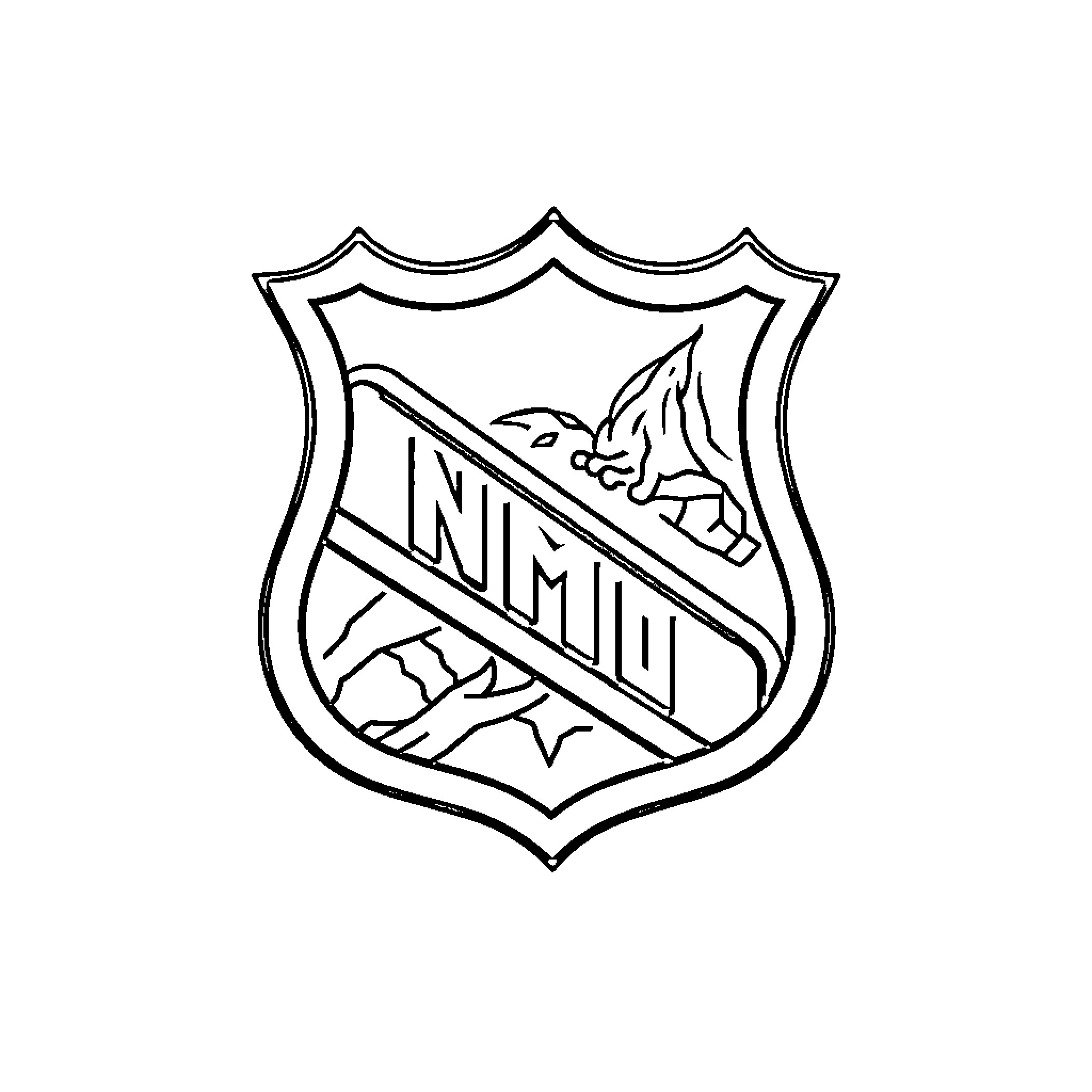 NHL hockey league shield with ice skate Coloring Page (free black-and-white line drawing printable PDF for all, from beginners to advanced learners, including children, teens, adults, and seniors)
