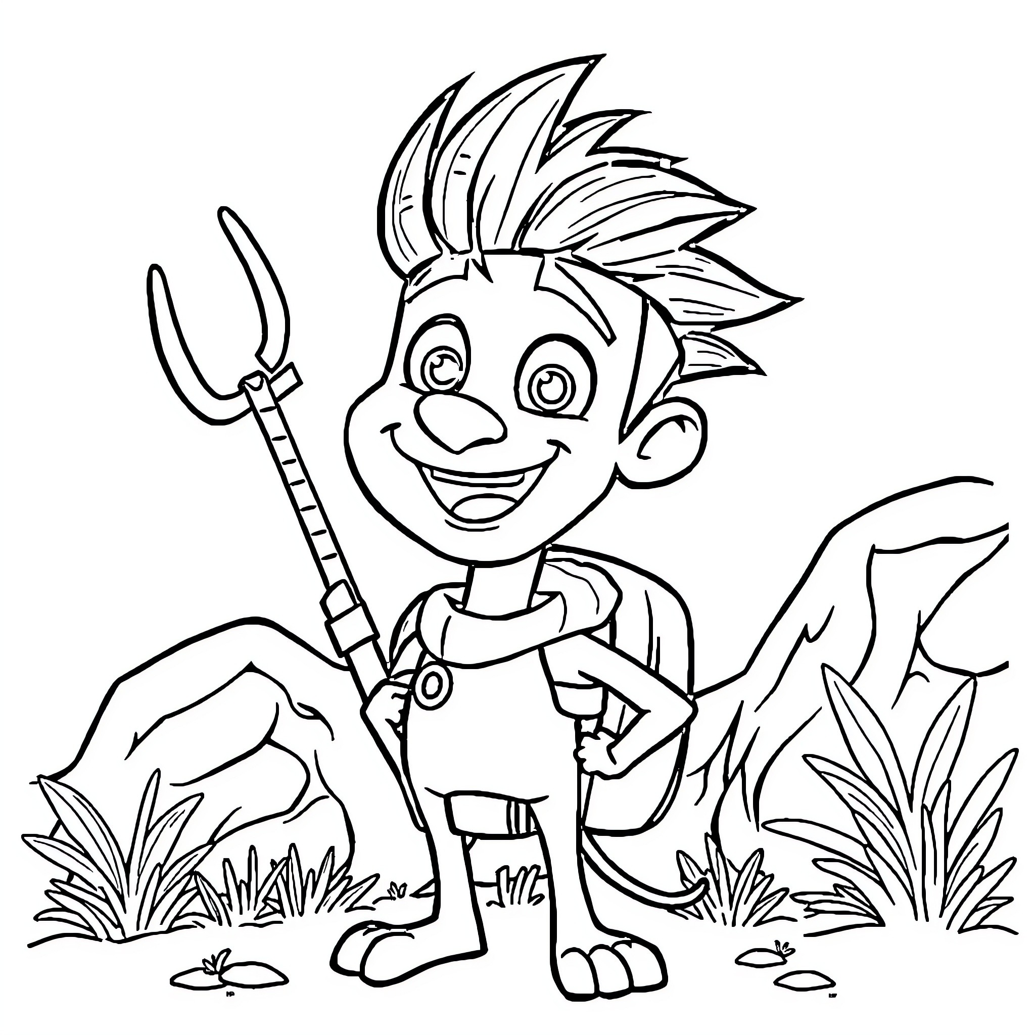 Phineas exploring the outdoors with enthusiasm Coloring Page (free black-and-white line drawing printable PDF for all, from beginners to advanced learners, including children, teens, adults, and seniors)