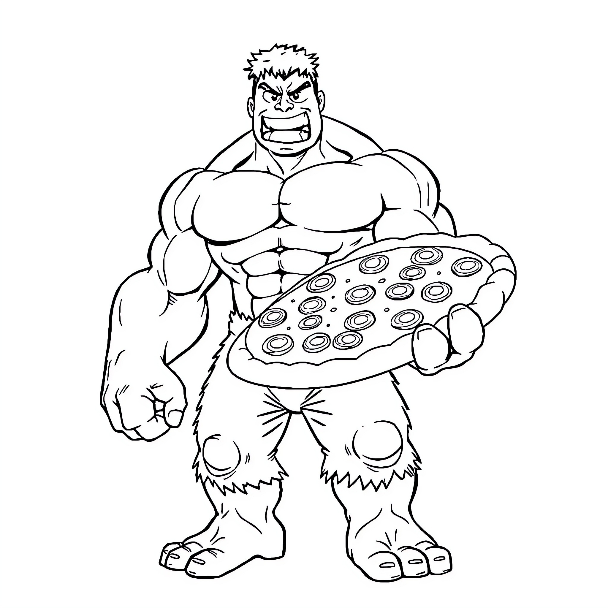 Hulk Holding Enormous Video Game Controller Coloring Page (free black-and-white line drawing printable PDF for all, from beginners to advanced learners, including children, teens, adults, and seniors)