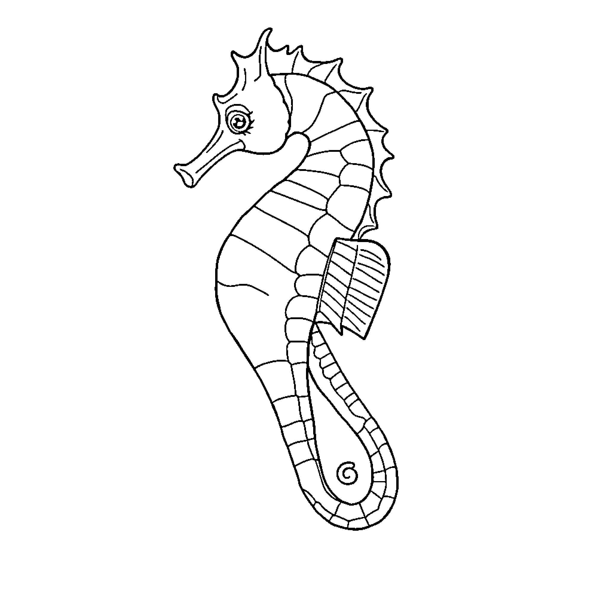 Seahorse with unique pattern Coloring Page (free black-and-white line drawing printable PDF for all, from beginners to advanced learners, including children, teens, adults, and seniors)