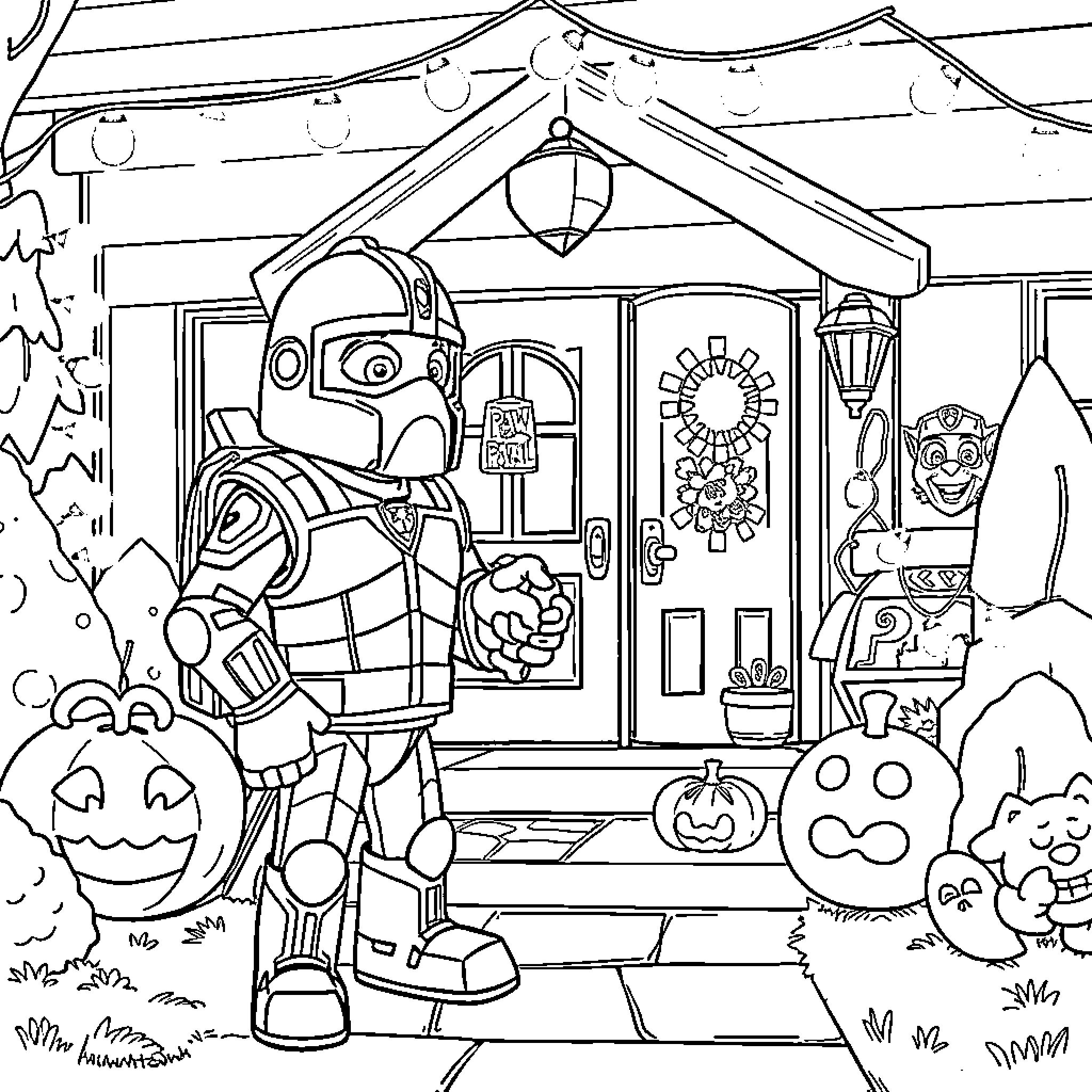 Cobra Commander's Halloween Celebrations Coloring Page (free black-and-white line drawing printable PDF for all, from beginners to advanced learners, including children, teens, adults, and seniors)